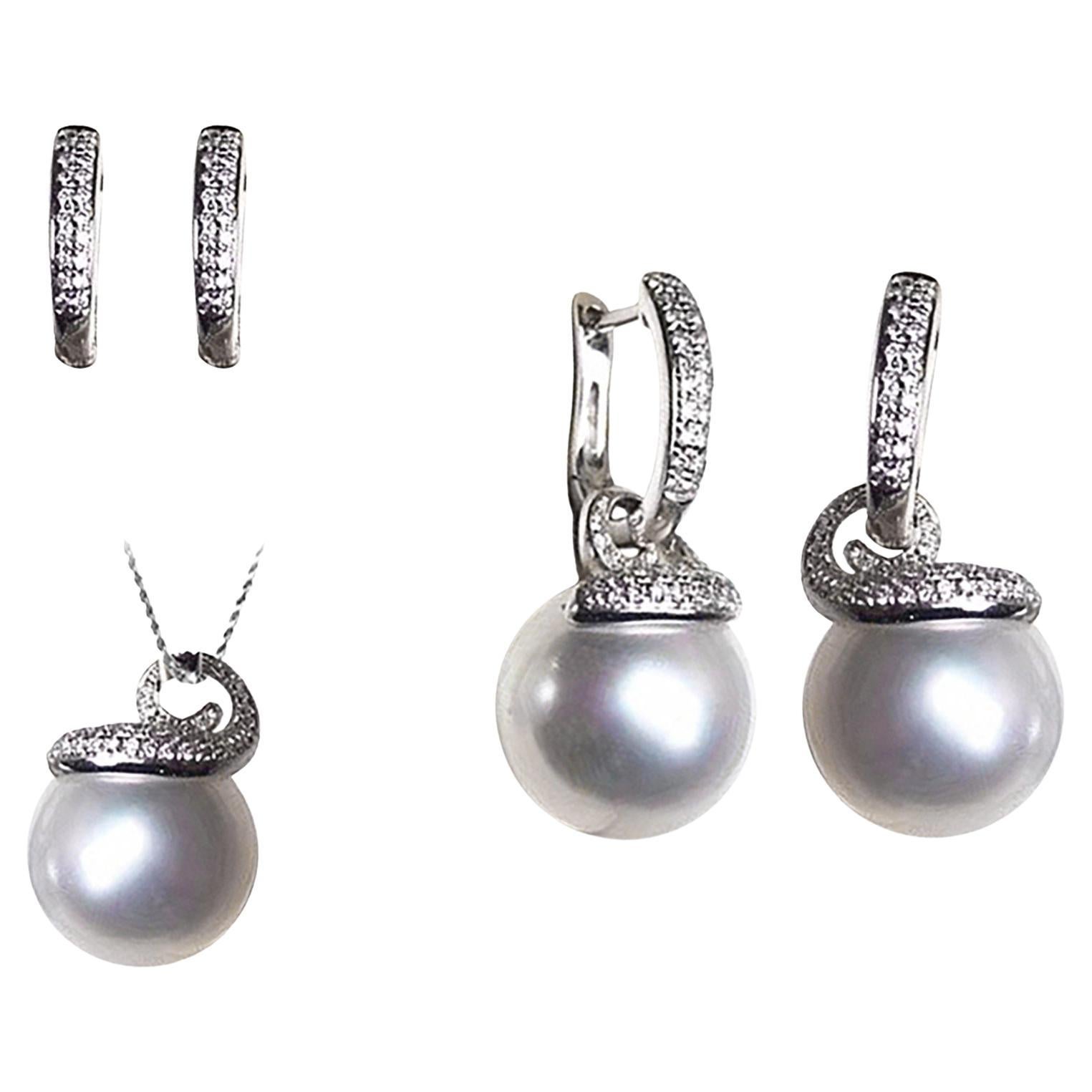 【Geometria scolpita】 Orecchini convertibili con diamanti e perle dei mari del sud