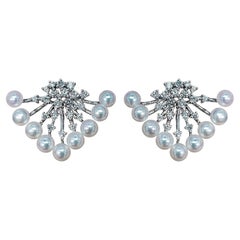 【Crown Radiance】Spray Aurora Akoya Pearl & Diamond Occasion Earrings