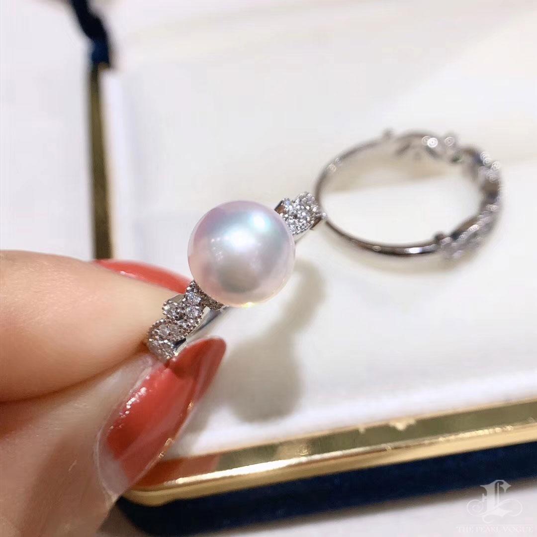 Geometria scolpita】 Set di anelli con perle Akoya e diamanti trasformabili in vendita 1