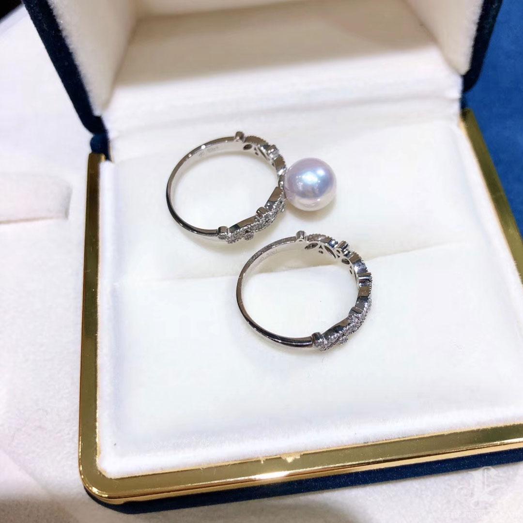 Geometria scolpita】 Set di anelli con perle Akoya e diamanti trasformabili in vendita 4