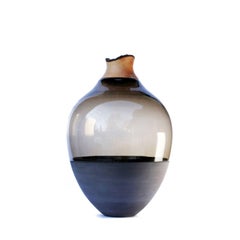 TSV4 Sculpted Grey Blown Glass and Ceramic Vessel, Pia Wüstenberg