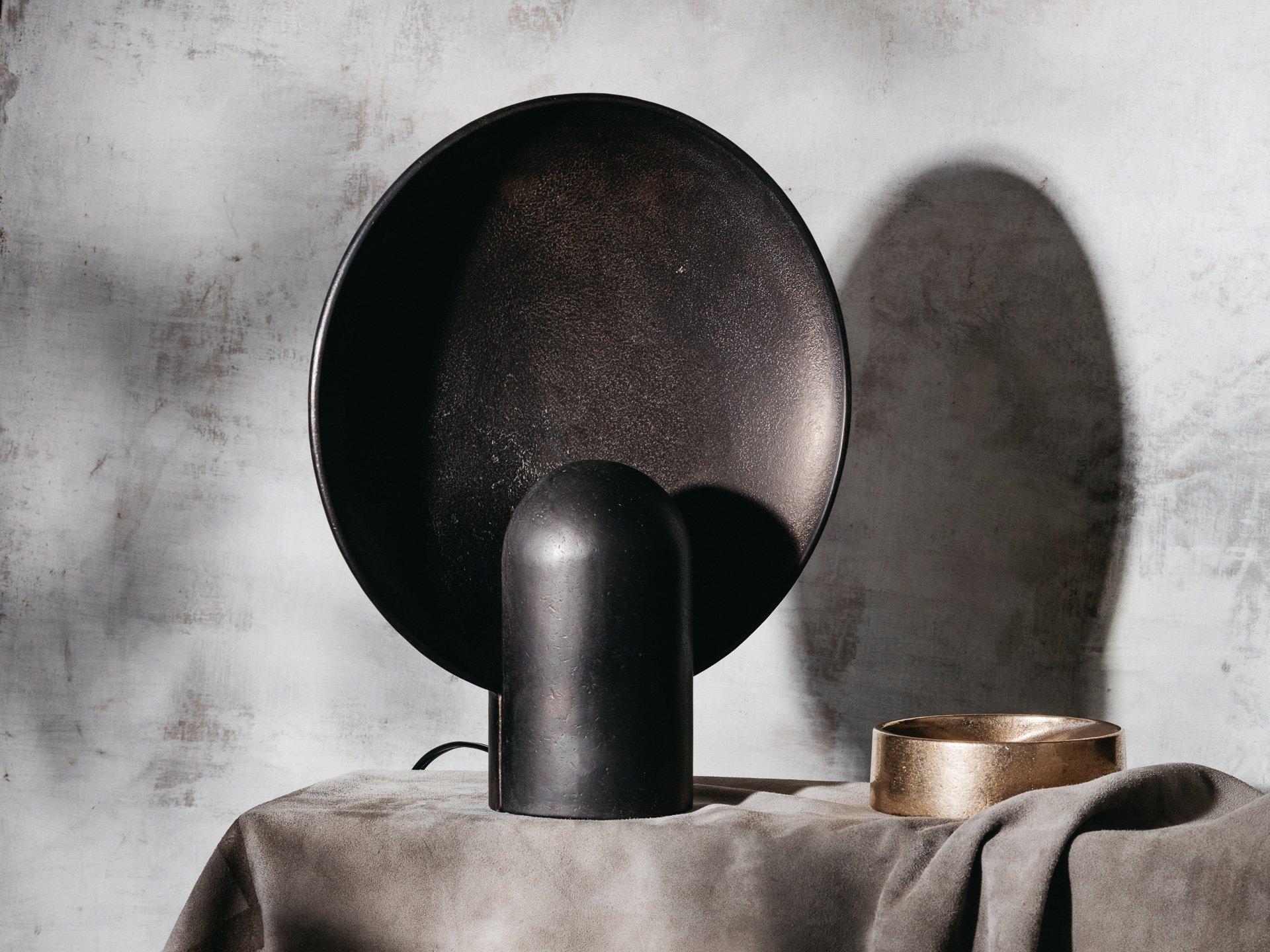 Modern Sculpted Gunmetal Bronze Lamp by Henry Wilson