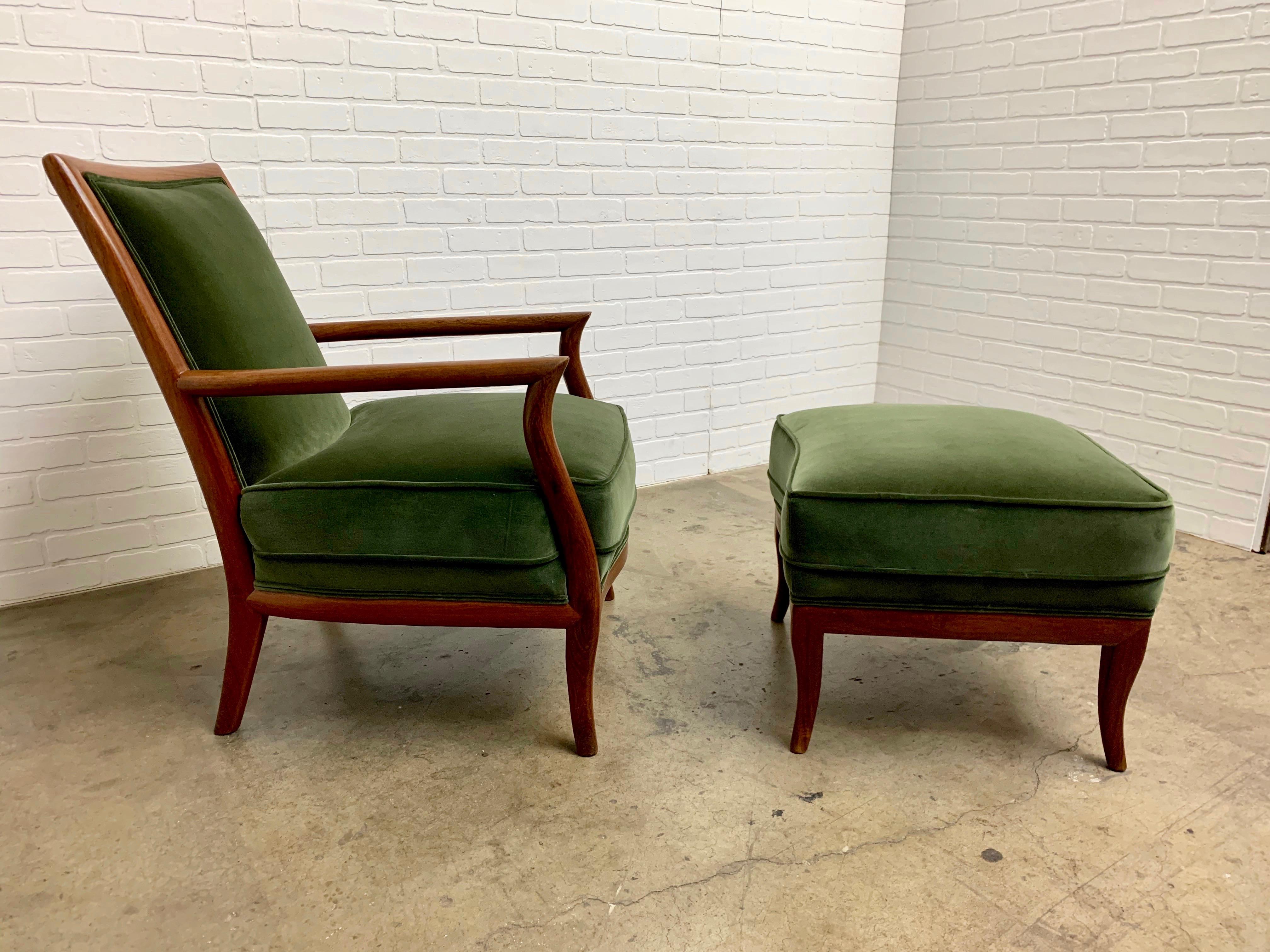 20th Century Sculpted Italian Style Lounge Chair and Ottoman