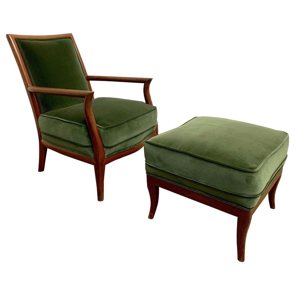 Mid Century Arm Chair and Ottoman For Sale at 1stDibs