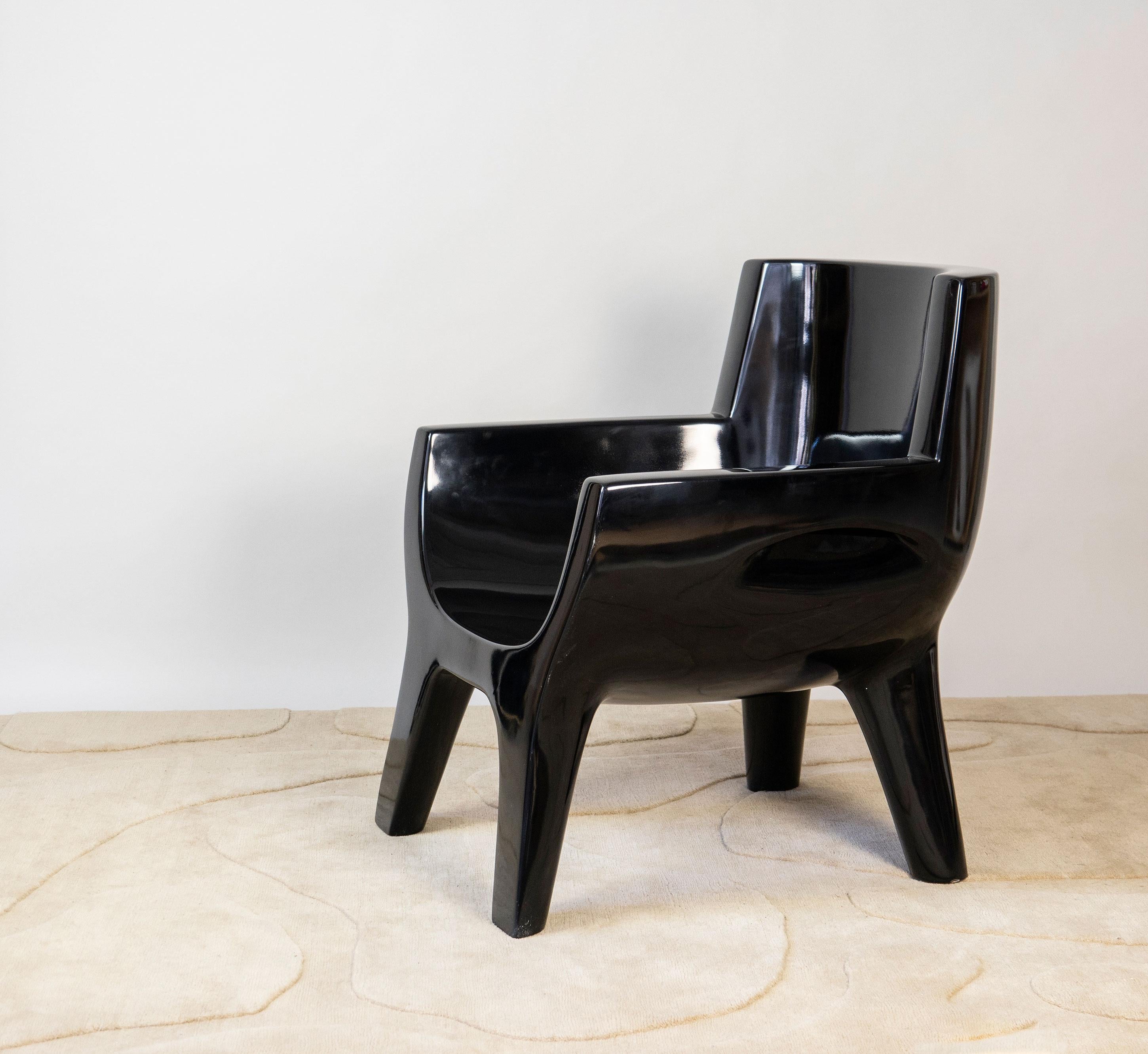 Sculpted Lacquered Armchair “Aubrac” by Jacques Jarrige In Excellent Condition For Sale In New York, NY