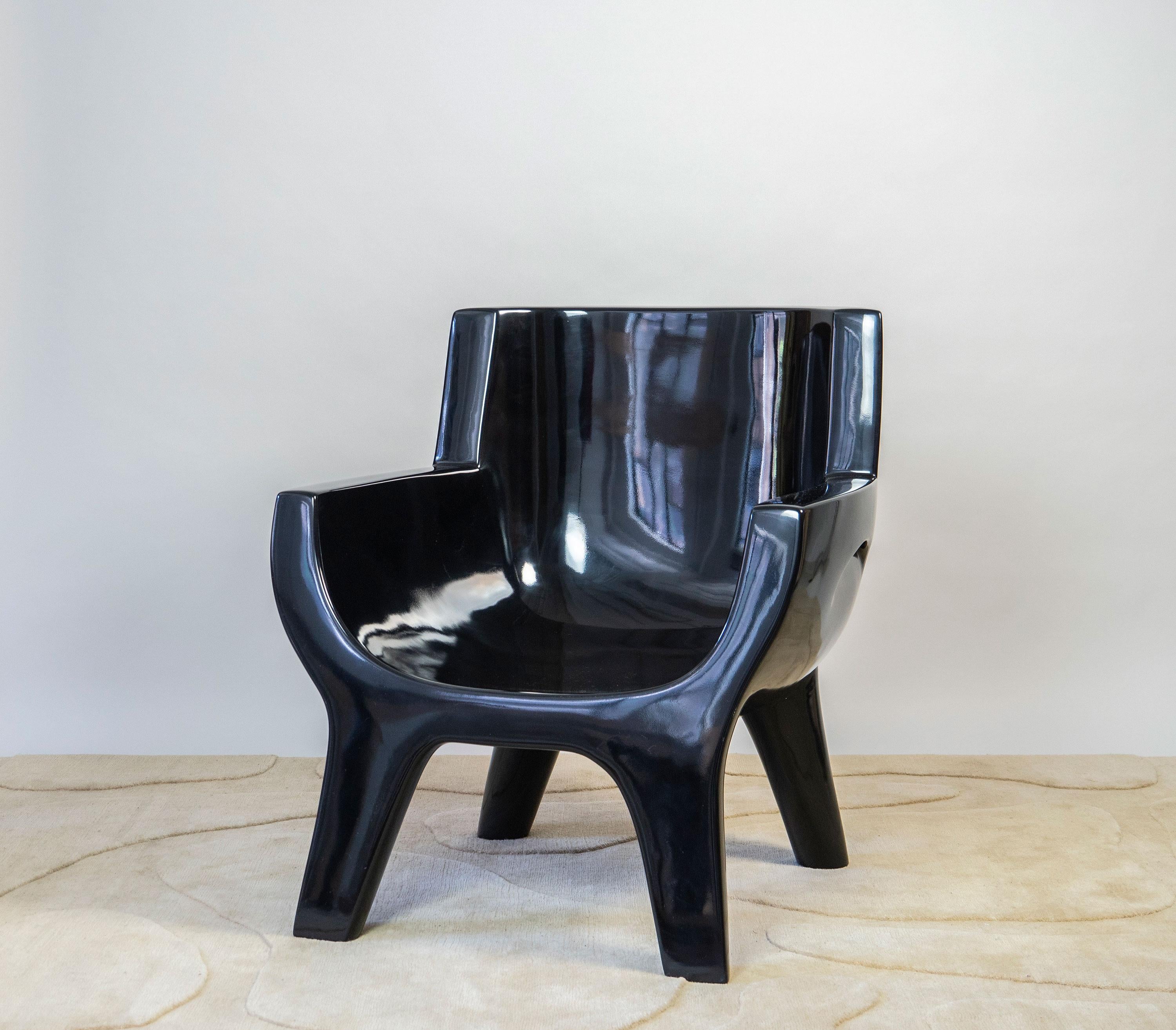 Contemporary Sculpted Lacquered Armchair “Aubrac” by Jacques Jarrige For Sale