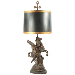 Antique Sculpted Lamp of "Persée et Pégase avec la tête de Méduse" Emile Picault