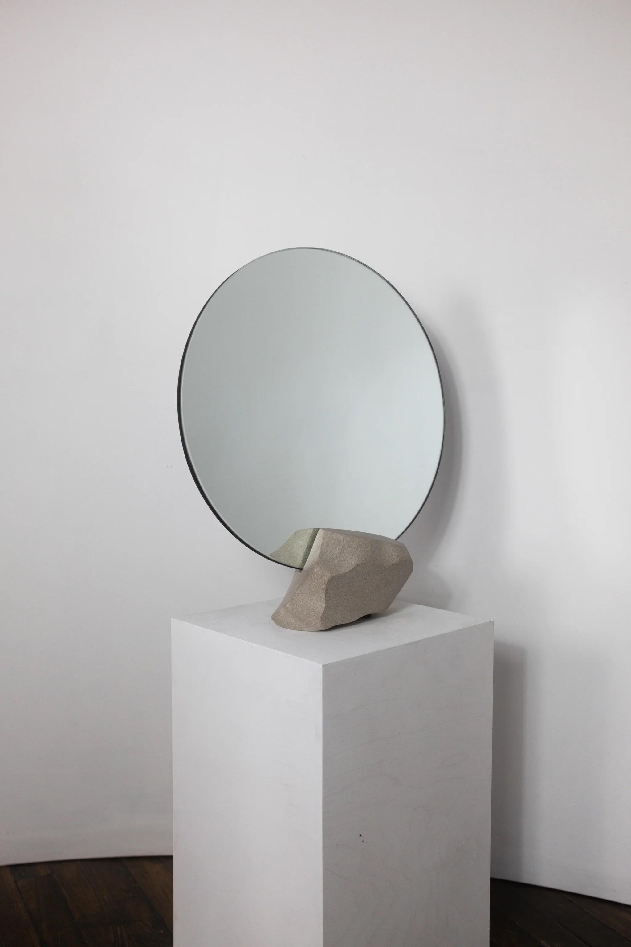 Sculpted Limestone Mirror by Mike Newins For Sale 1