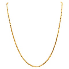 SCULPTED Long Necklace Chain In Solid Hammered 22Kt Yellow Gold