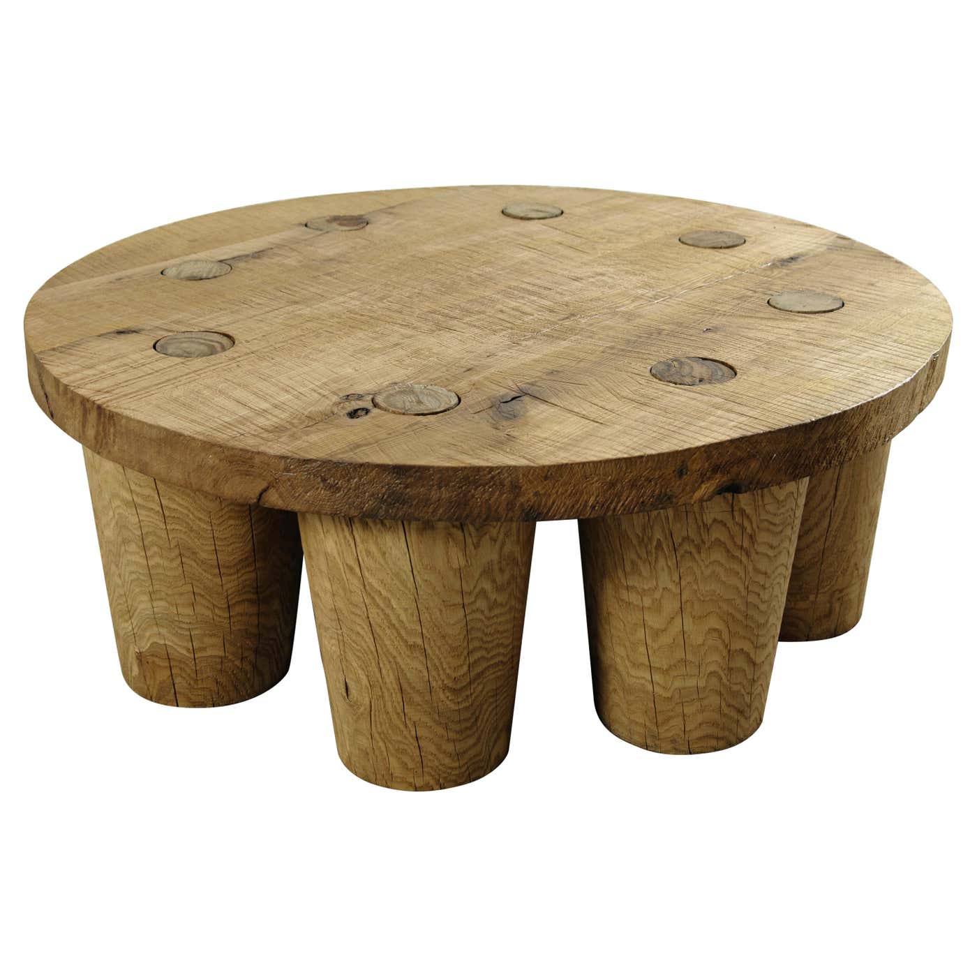 Sculpted Low Table in Solid Oakwood 'Custom Size' For Sale at 1stDibs