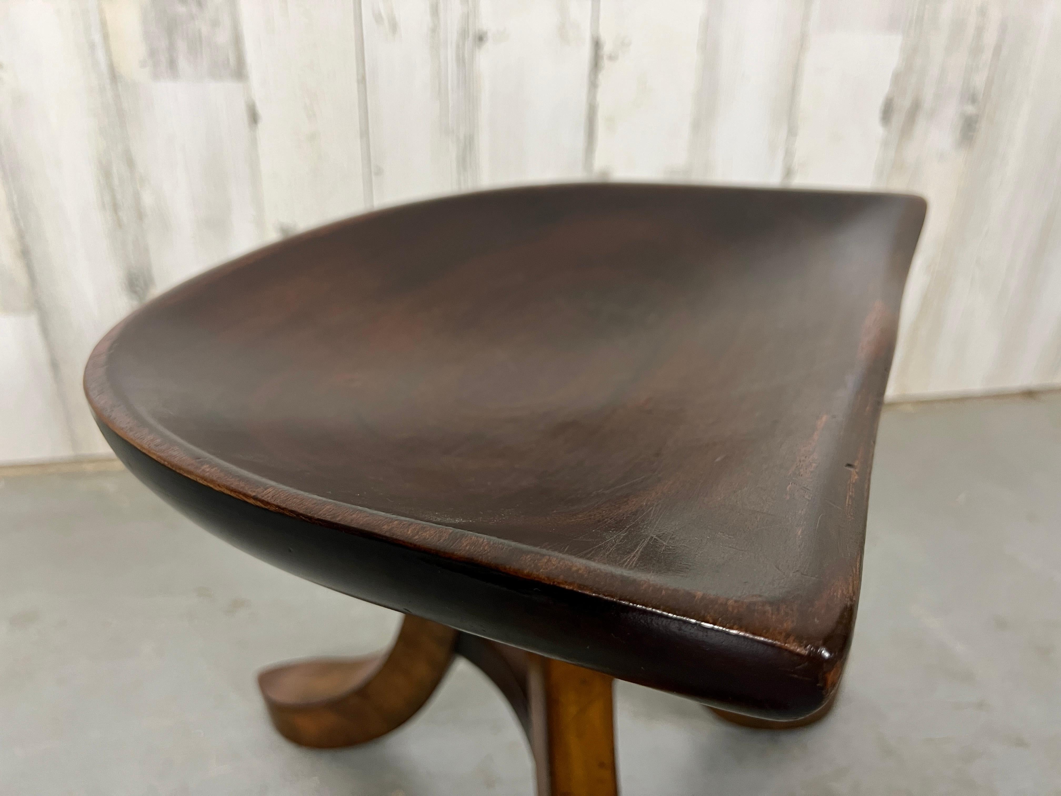 Sculpted Mahogany Tripod Theben Stool after Adolf Loos For Sale 5
