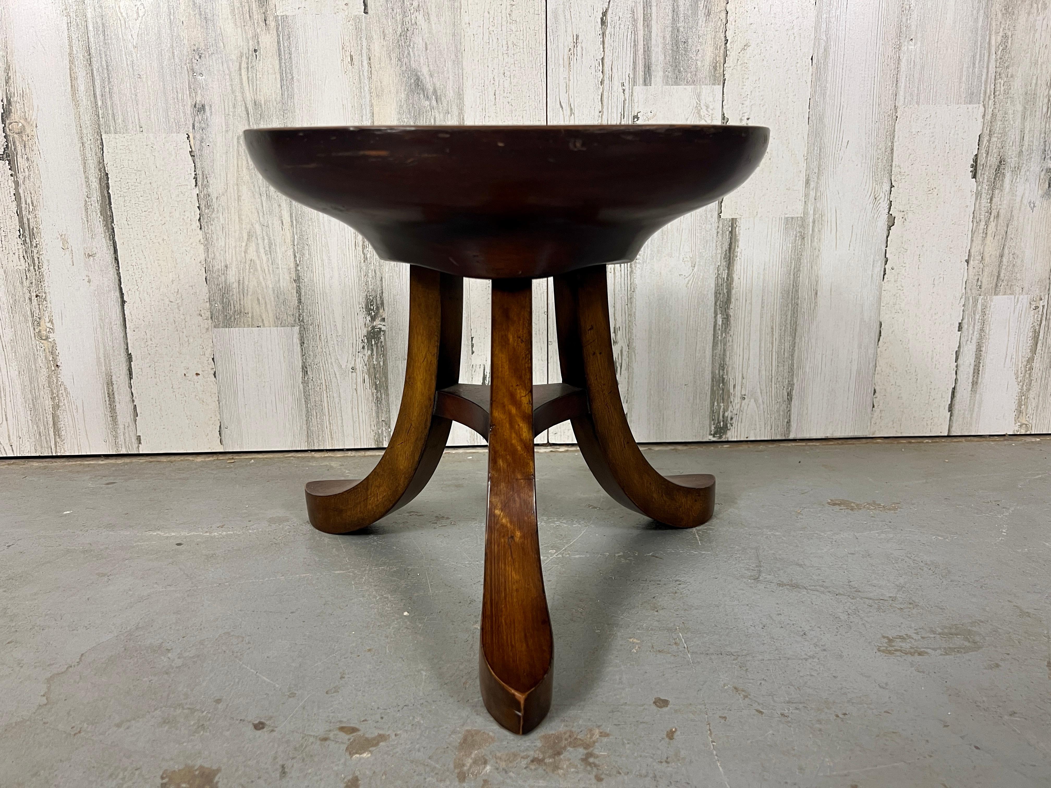 Sculpted Mahogany Tripod Theben Stool after Adolf Loos For Sale 6
