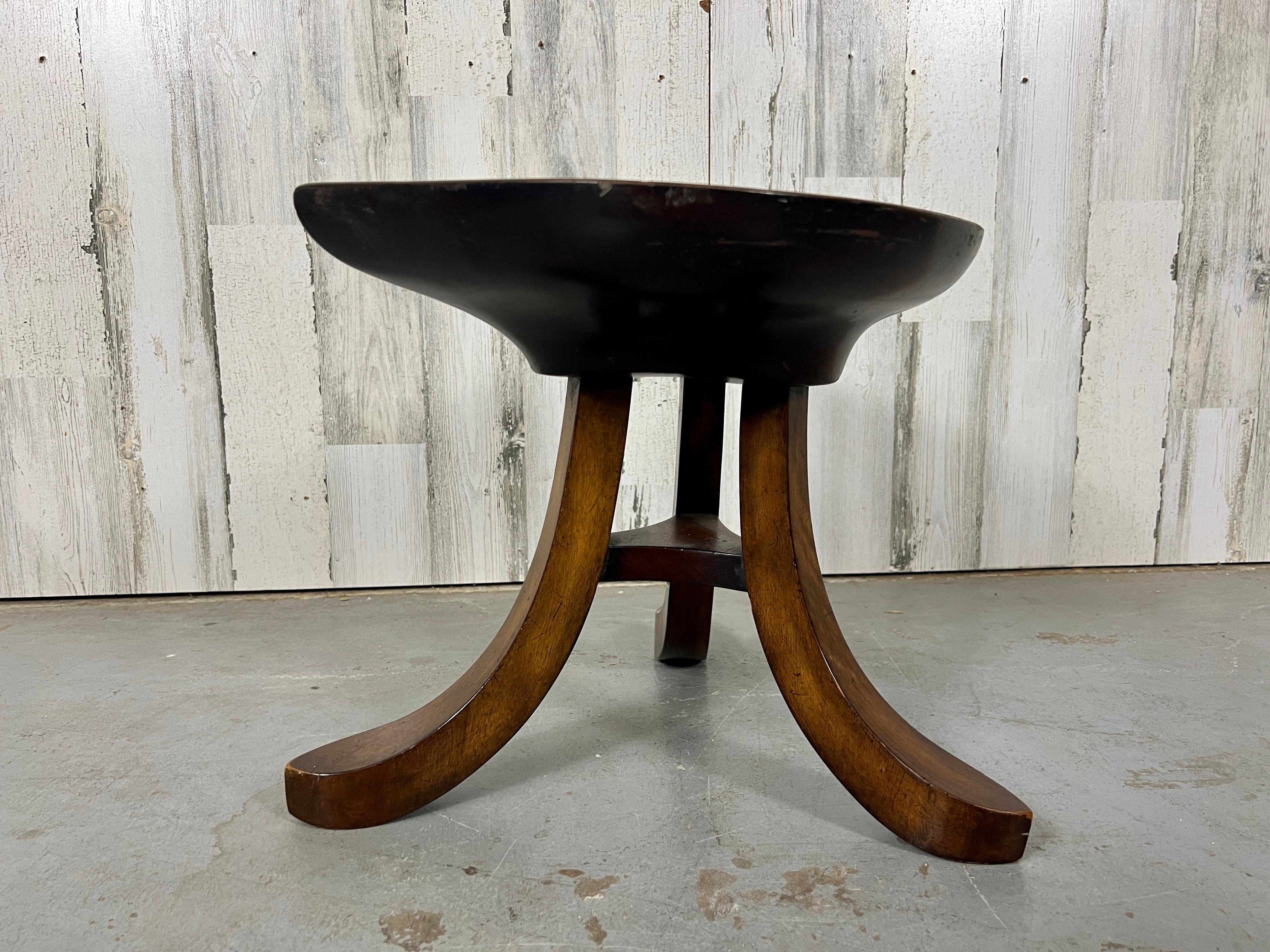 Sculpted Mahogany Tripod Theben Stool after Adolf Loos For Sale 10