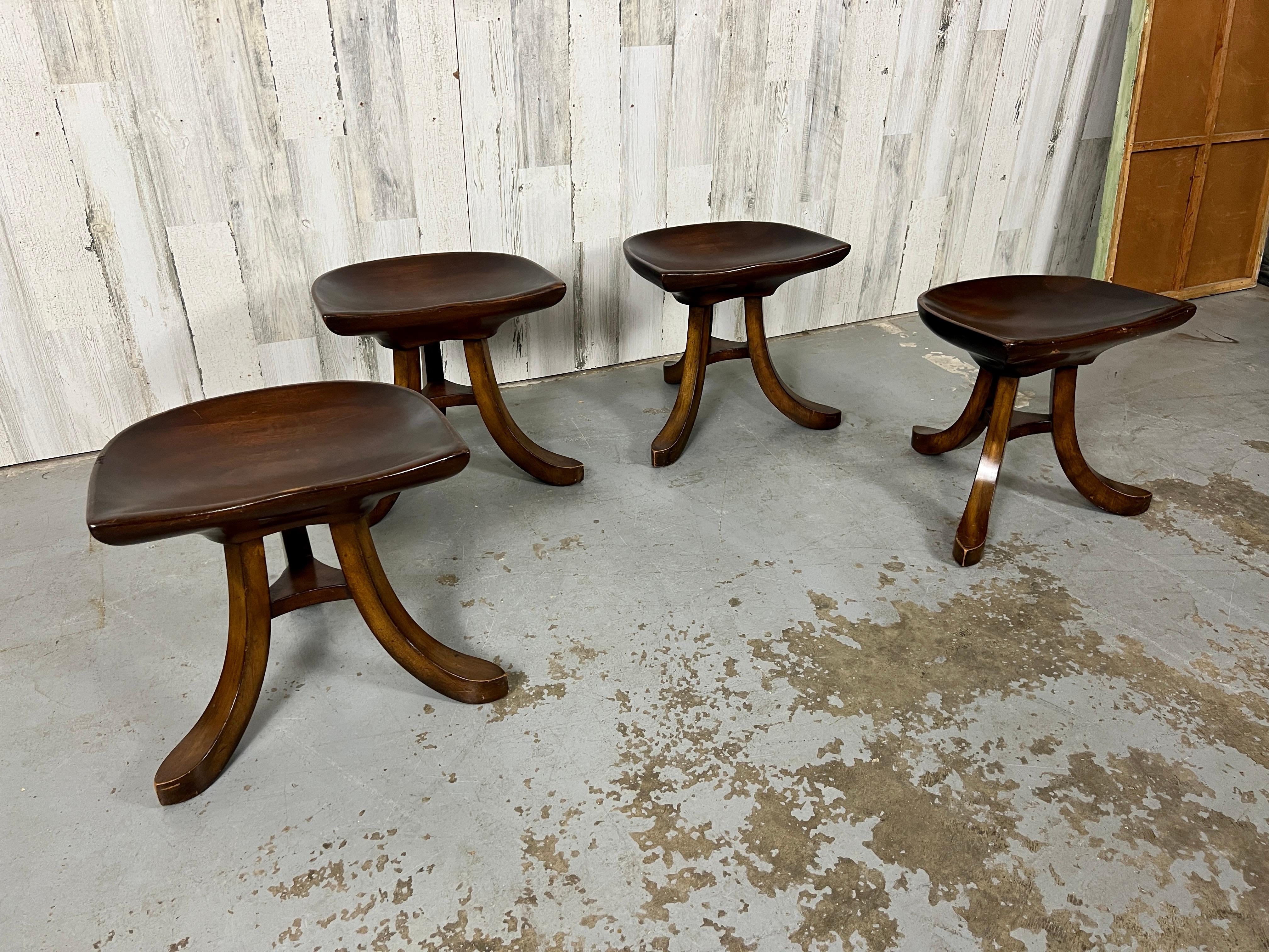 Modern Sculpted Mahogany Tripod Theben Stool after Adolf Loos For Sale
