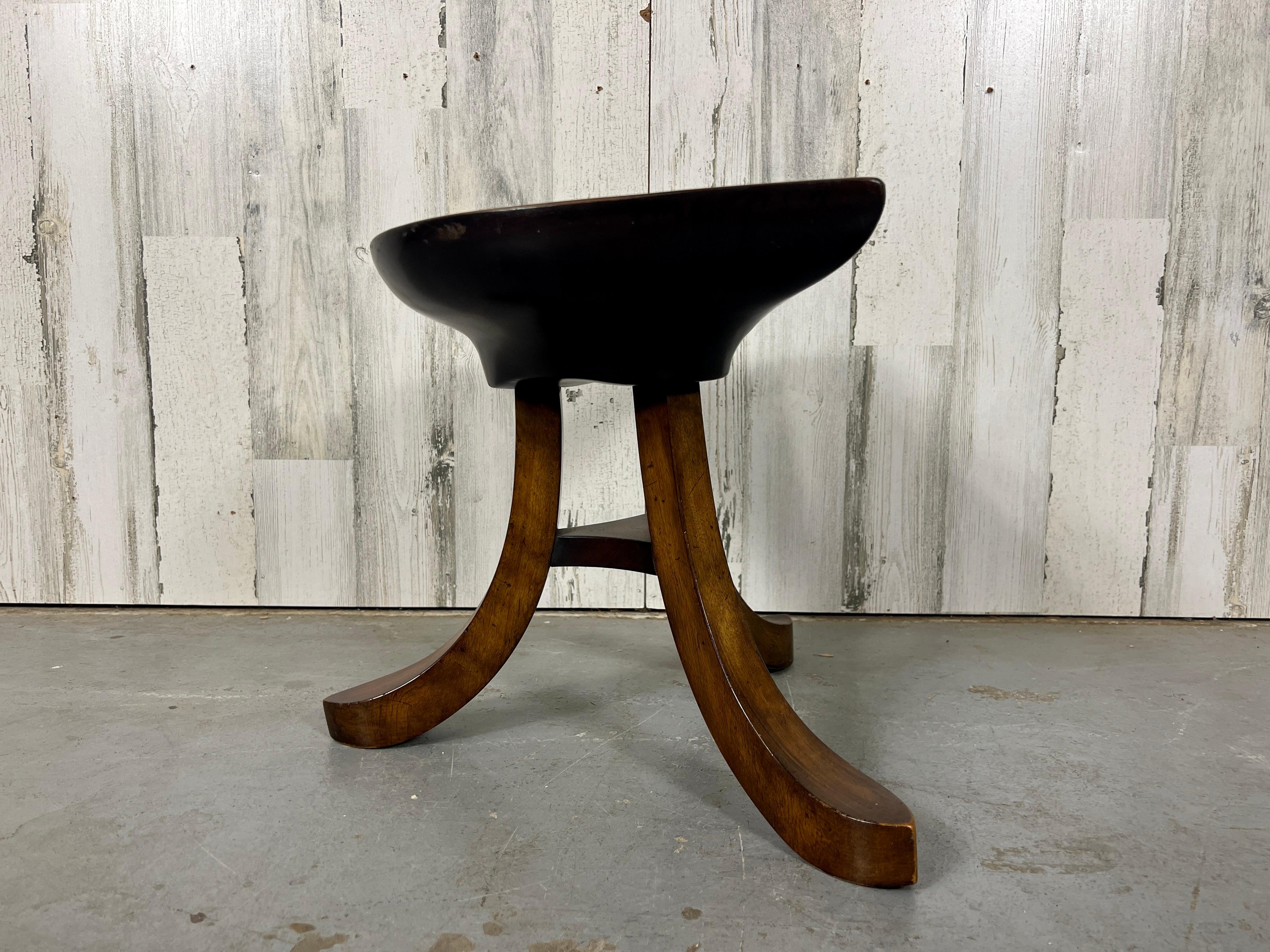 Sculpted Mahogany Tripod Theben Stool after Adolf Loos For Sale 4