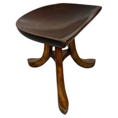 Vintage Sculpted Mahogany Tripod Theben Stool after Adolf Loos