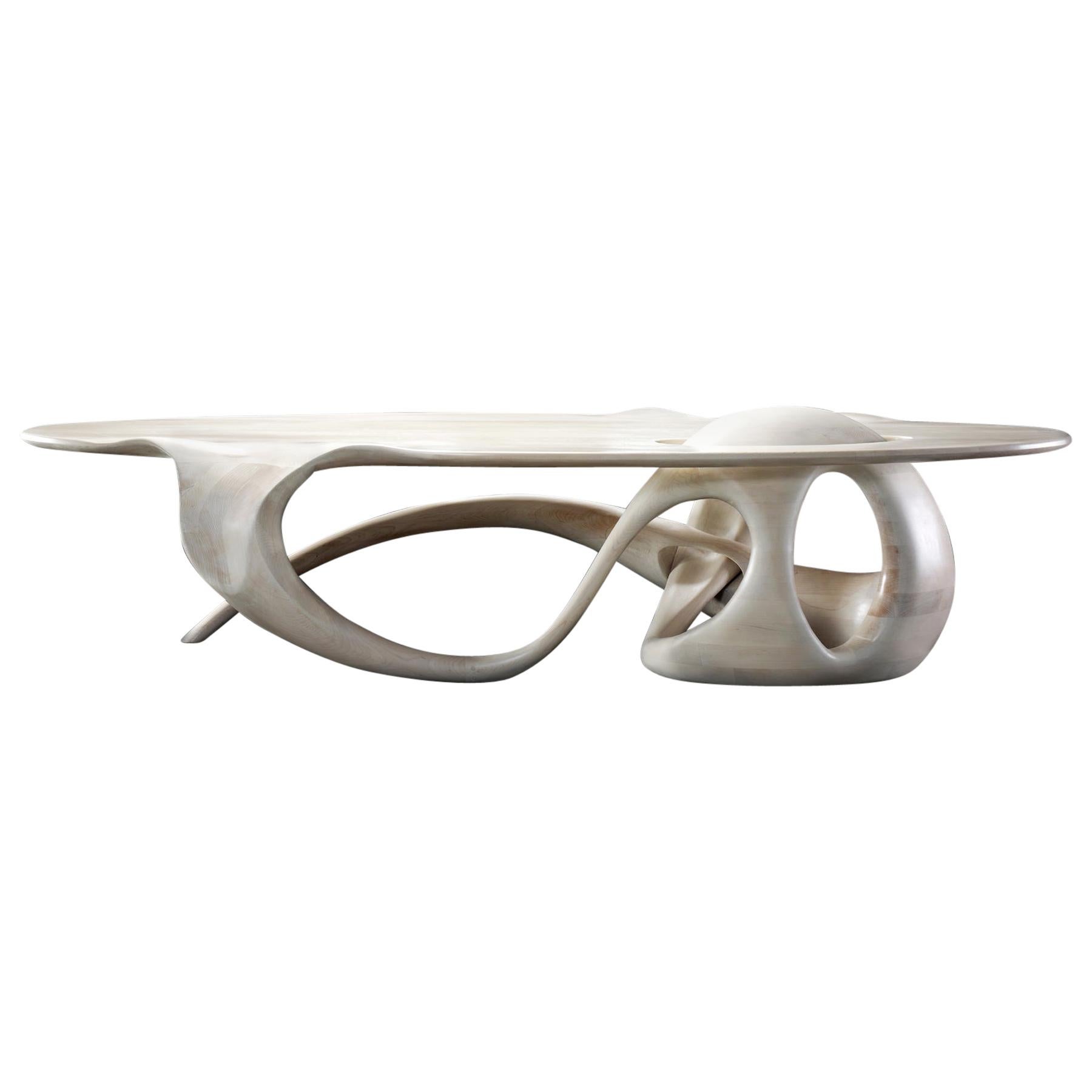 Sculpted Maple Coffee Table Signed by Gildas Berthelot