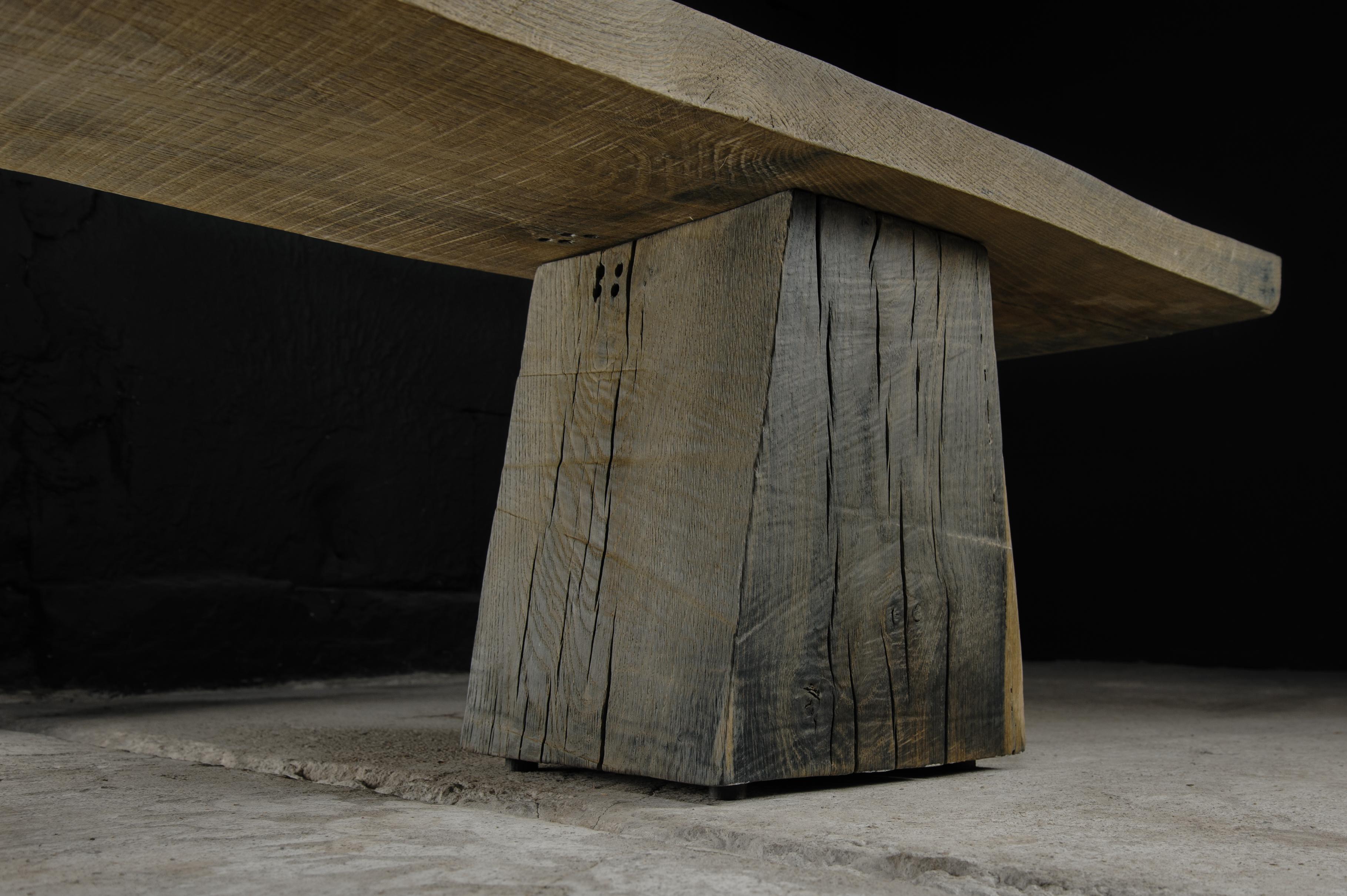 Sculpted Massive Bench N3 by Denis Milovanov, Solid Oak, Grey For Sale 5