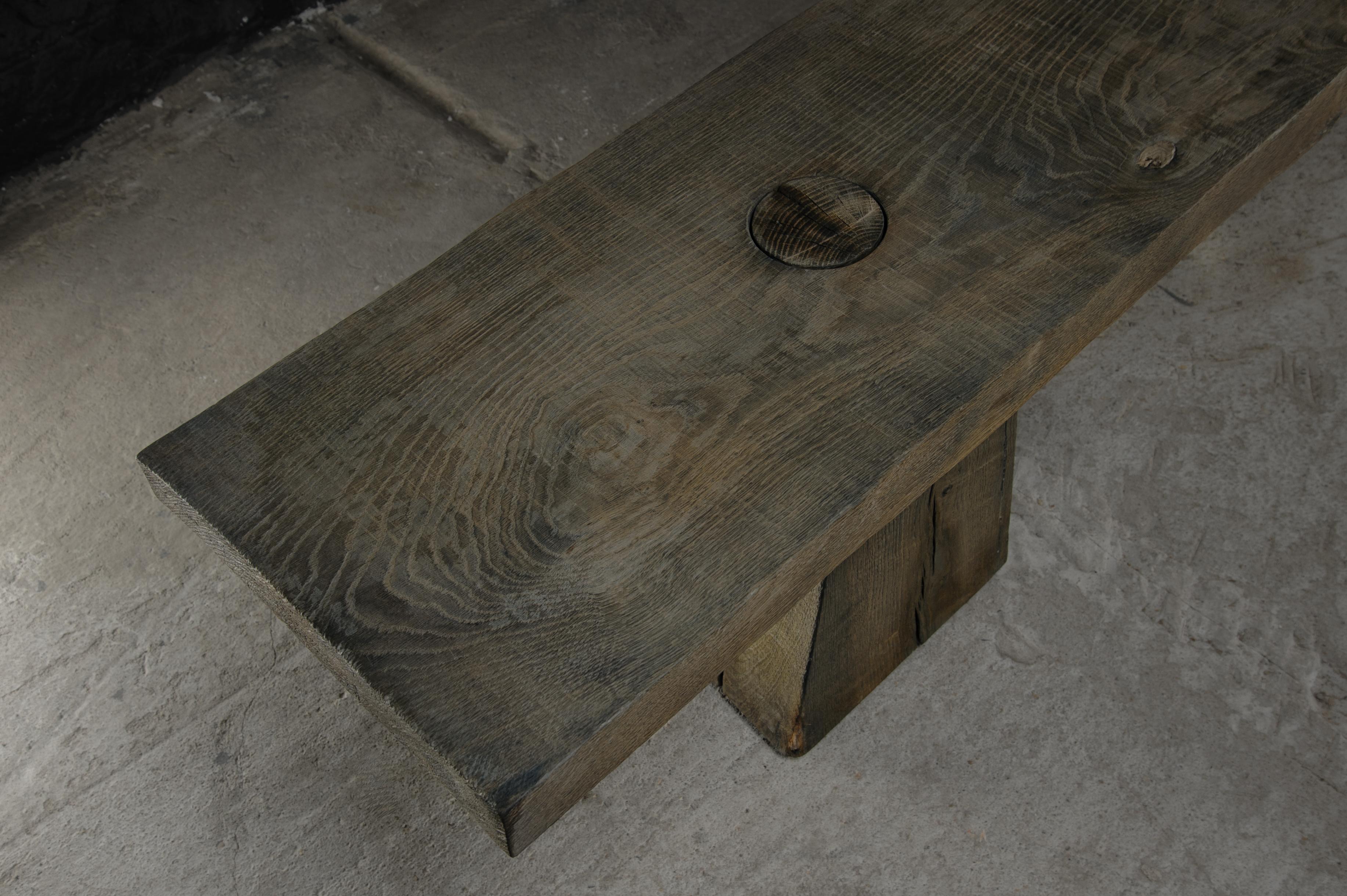 Sculpted Massive Bench N3 by Denis Milovanov, Solid Oak, Grey For Sale 2