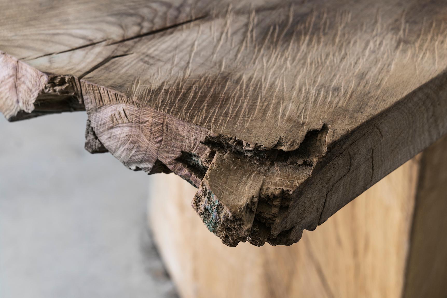 Brutalist Sculpted Massive Dining Table in Solid Oakwood 'Custom Size' For Sale