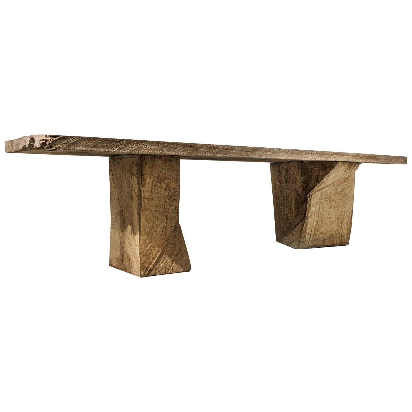 Sculpted Massive Dining Table in Solid Oakwood 'Custom Size'
