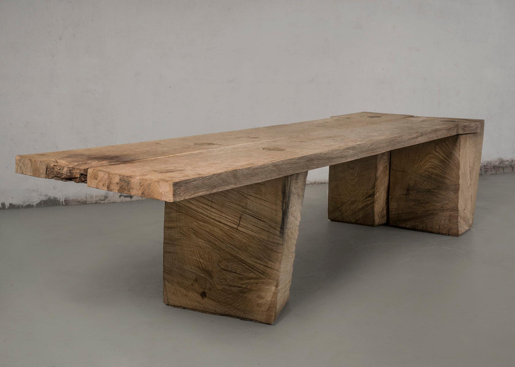 reclaimed oak plank rectangular dining table