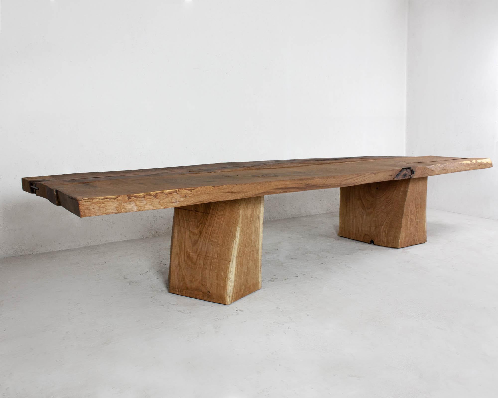 Massive dining table made of solid oak (+ linseed oil)
(Outdoor use OK)

Custom size: 11'L x 44