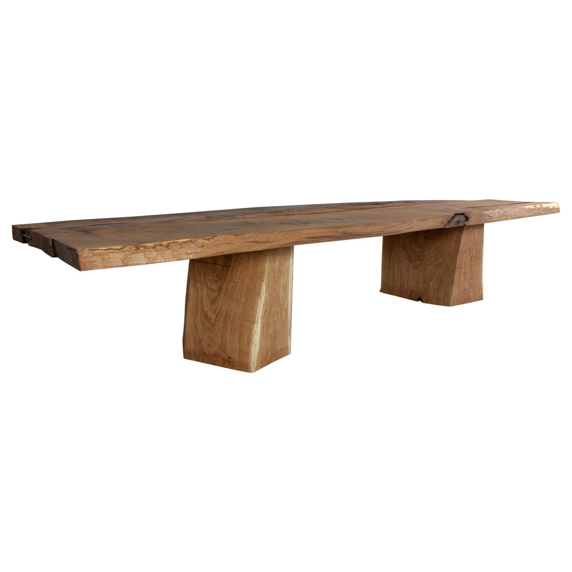 Sculpted Massive Dining Table V3 in Solid Oakwood, Custom Size: 11'Lx44"Dx30''H For Sale