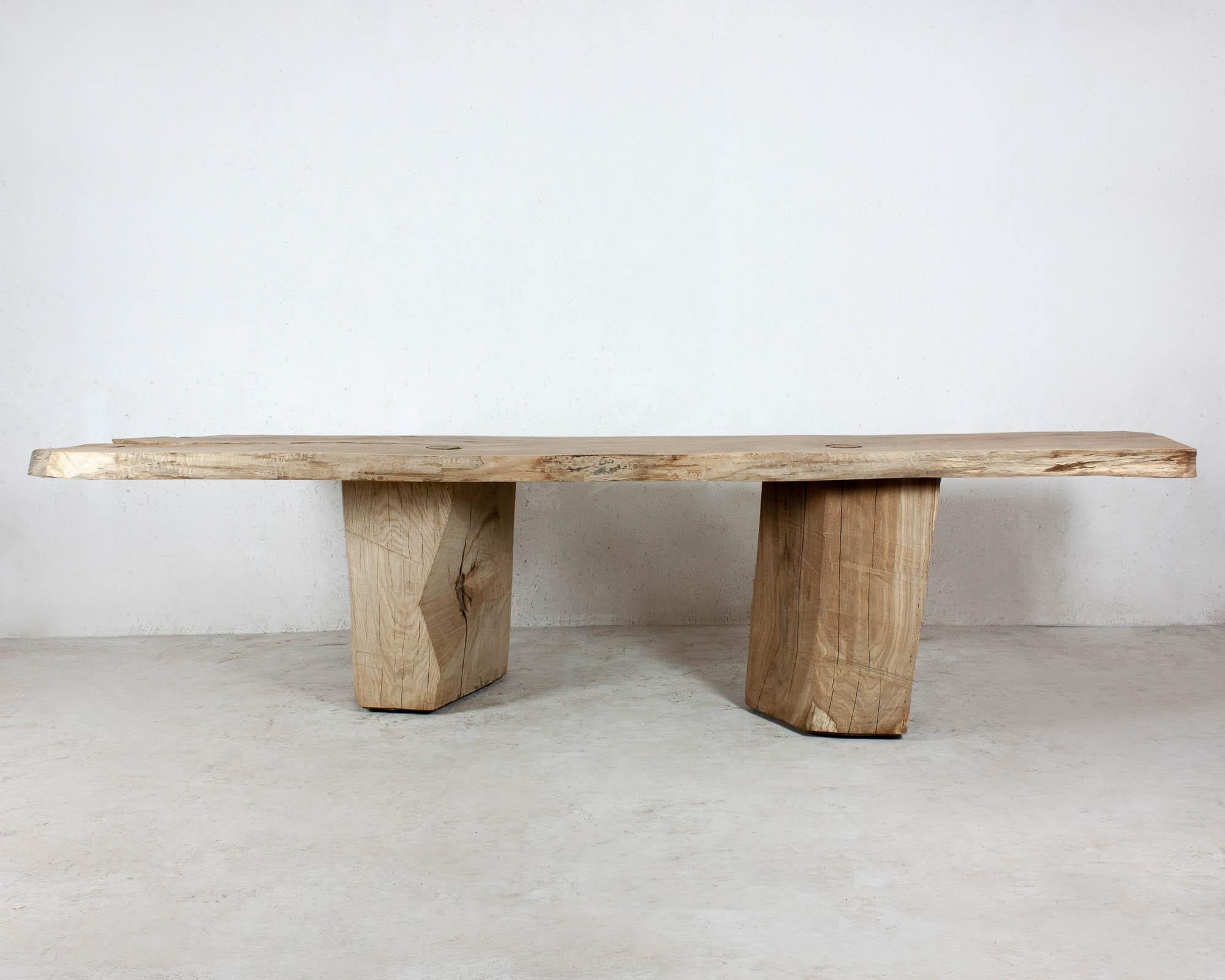 Massive dining table made of solid oak (+ linseed oil)
(Outdoor use OK)


Warm furniture’s made by Russian designer Denis Milovanov for 'Soha Concept' design studio. Simplicity of shapes. Authentic material.
Wooden items are created from oak