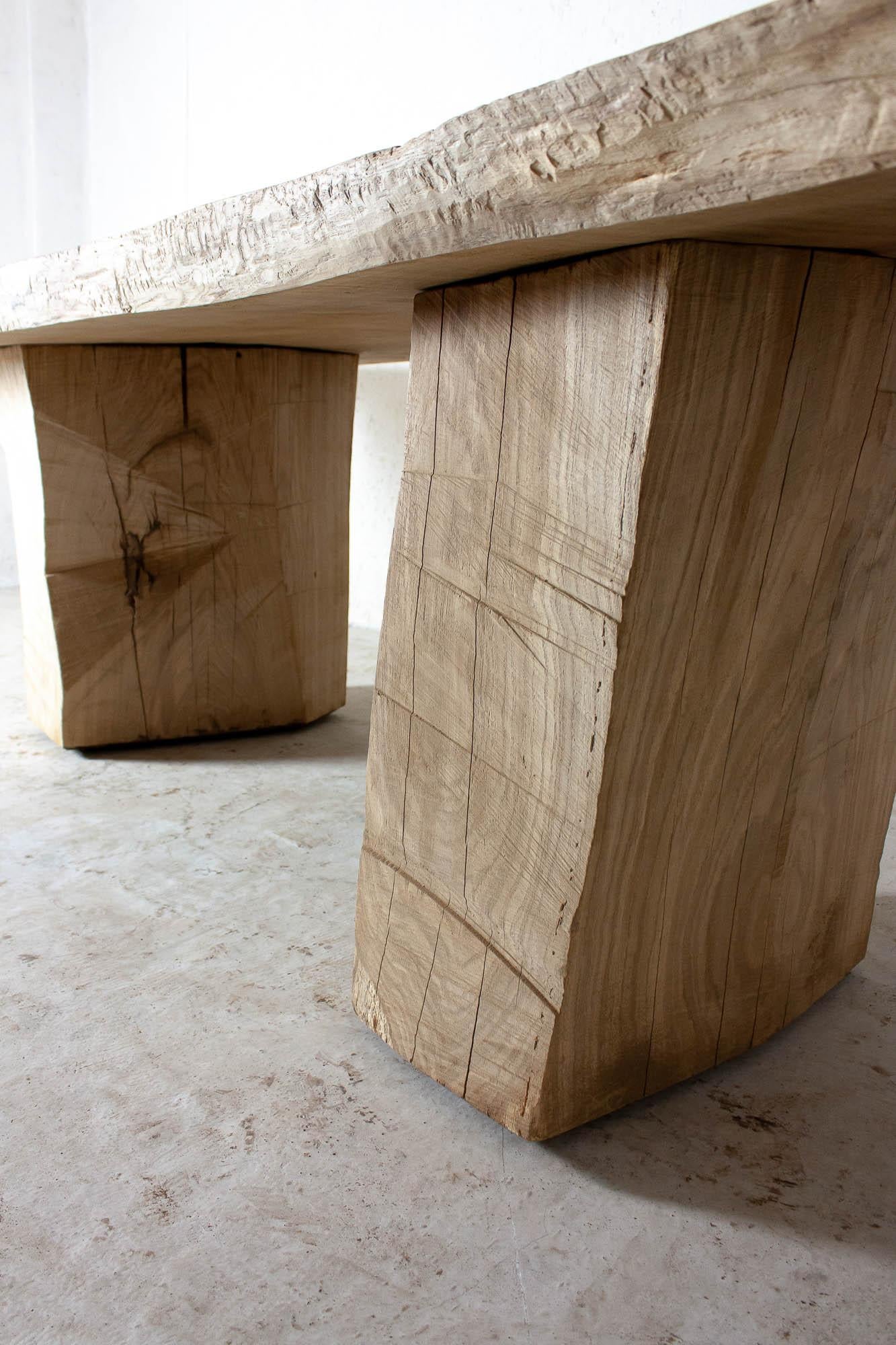 Contemporary Sculpted Massive Dining Table V4 in Solid Oakwood 'Custom Size' For Sale
