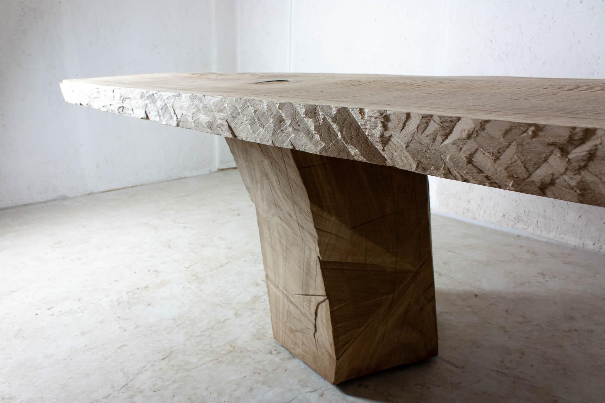 Sculpted Massive Dining Table V4 in Solid Oakwood 'Custom Size' For Sale 2