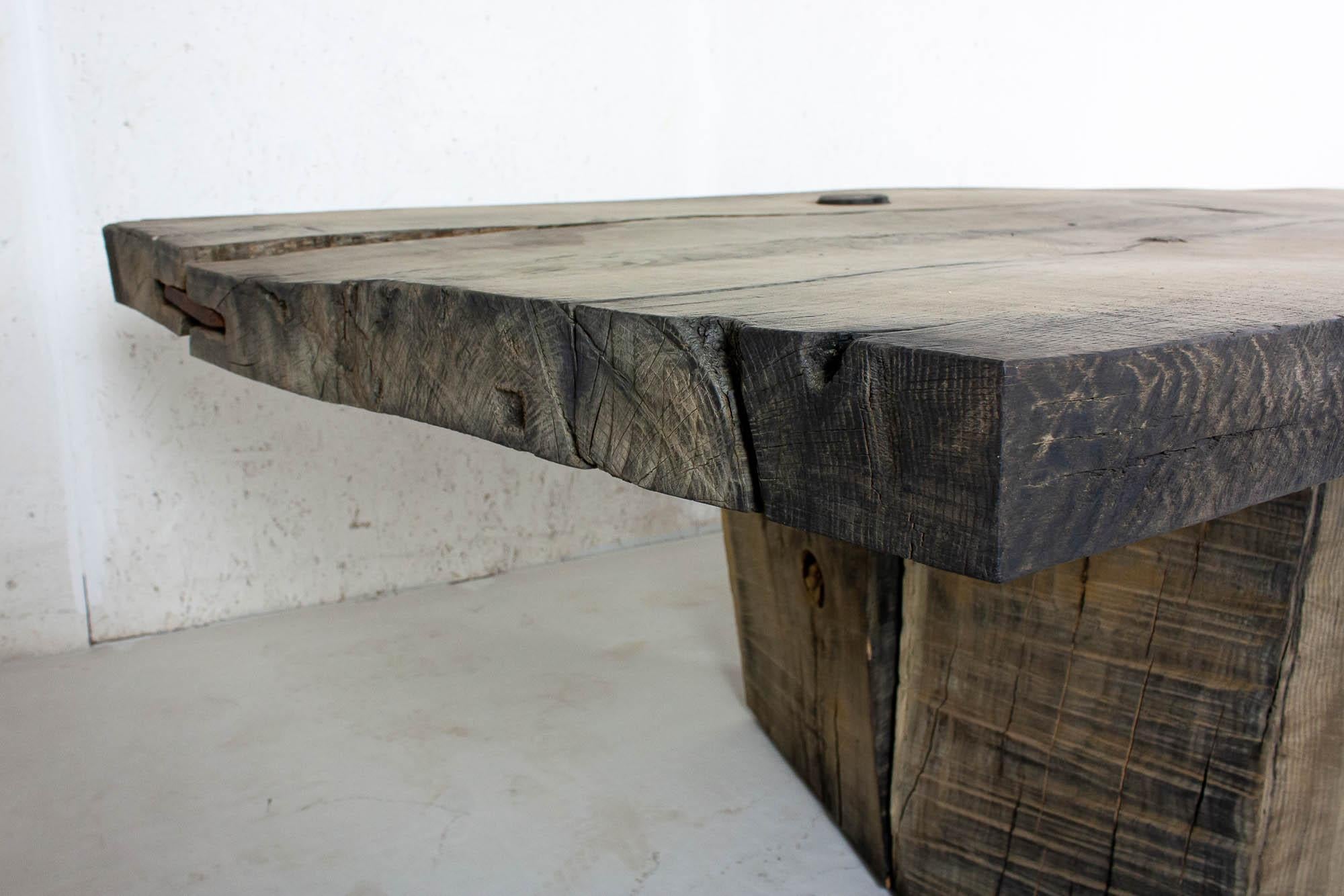 Contemporary Sculpted Massive Dining Table V5 in Solid Oakwood 'Custom Size' For Sale