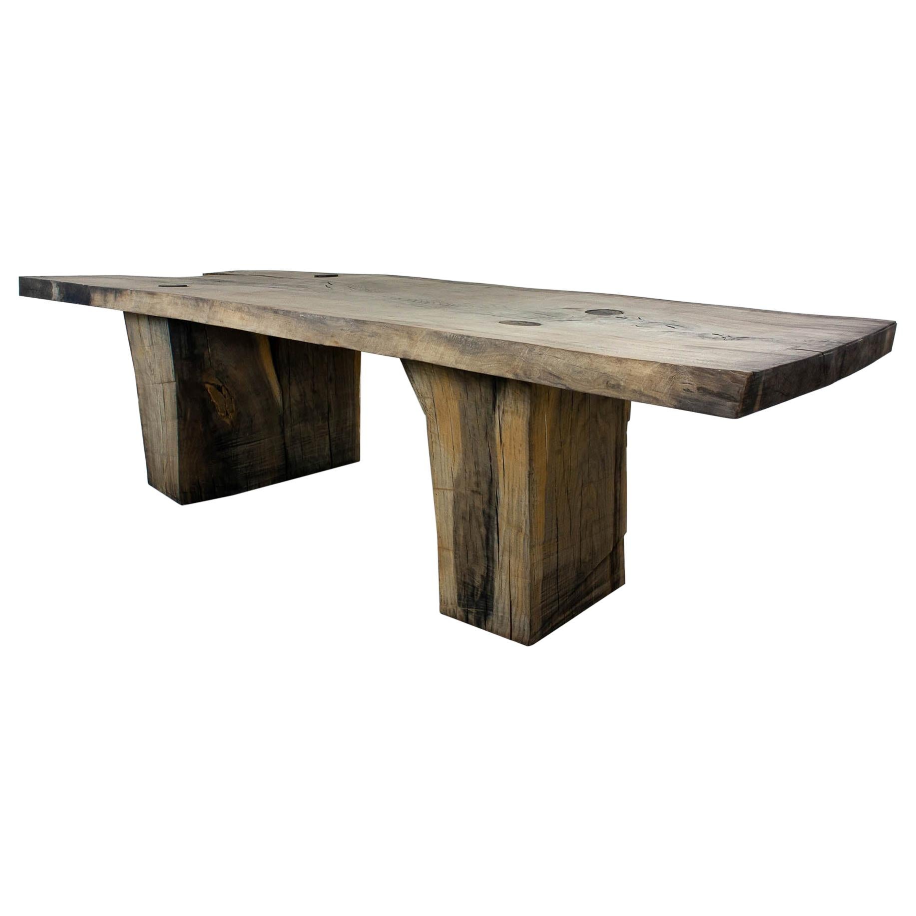 Sculpted Massive Dining Table V5 in Solid Oakwood 'Custom Size' For Sale