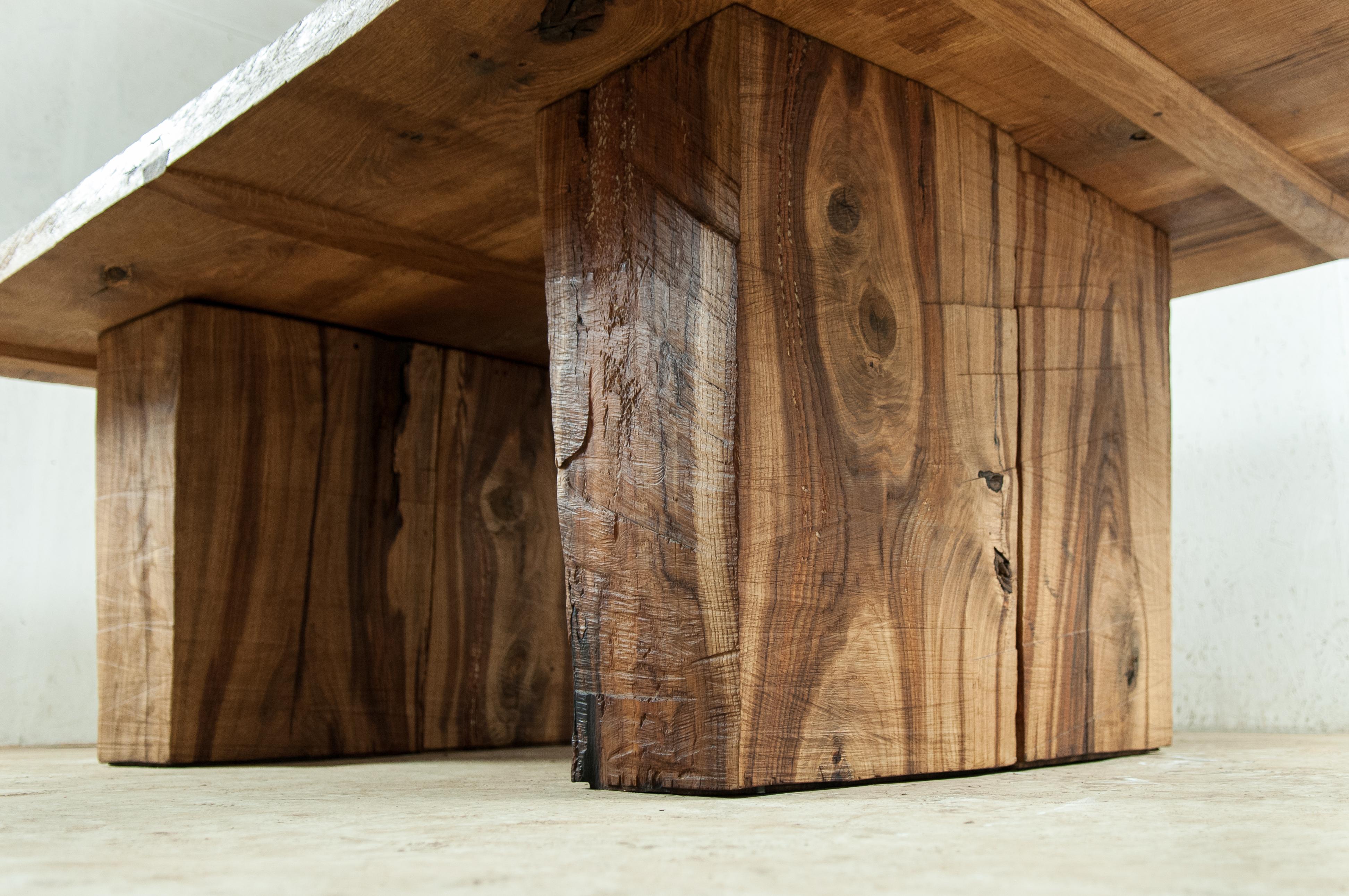 Contemporary Sculpted Massive Dining Table V6 in Solid Oakwood 'Custom Size' For Sale