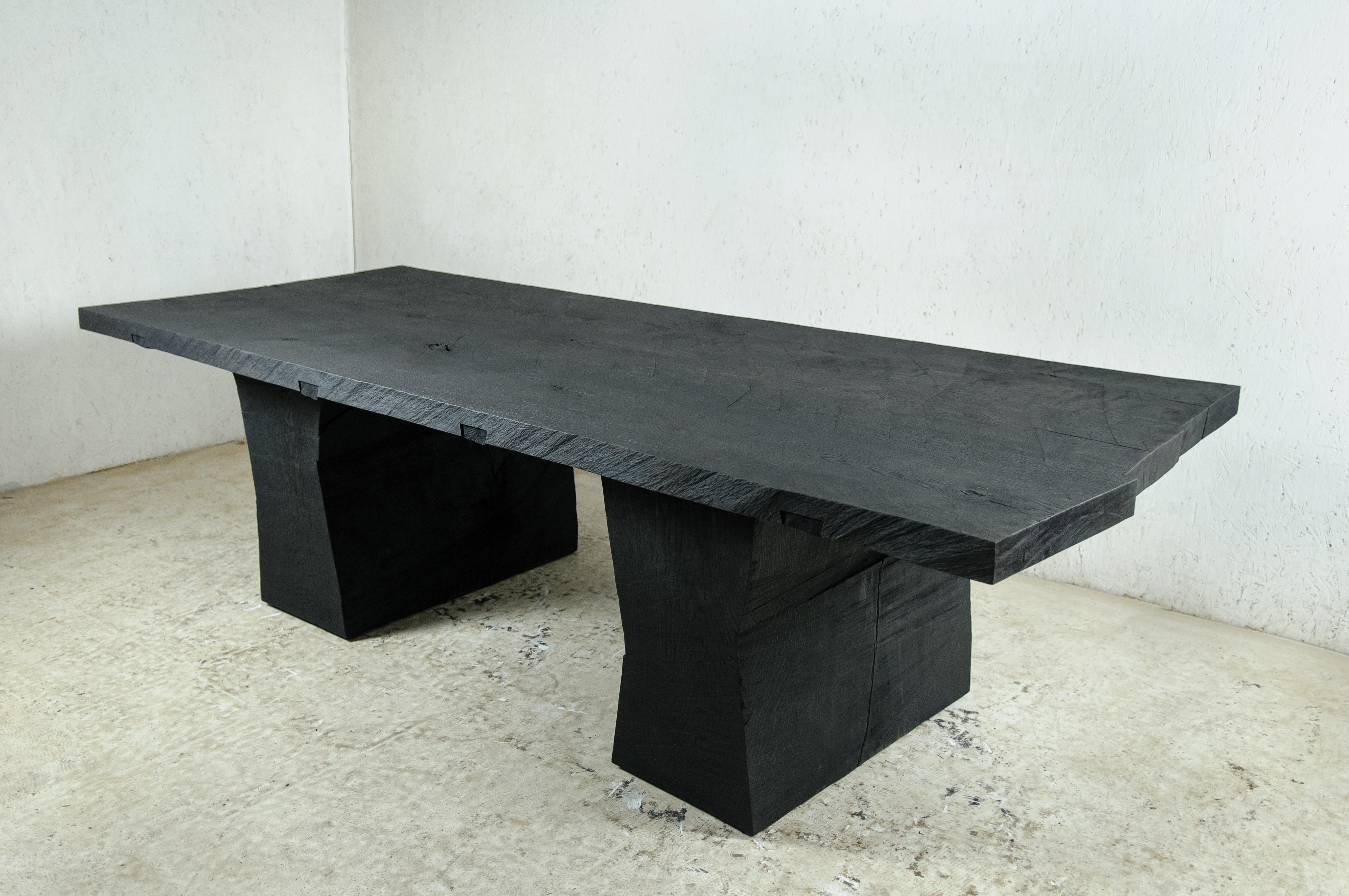 Turkish Sculpted Massive Dining Table V7 in Solid Oakwood 'Custom Size' Dark For Sale
