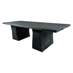 Sculpted Massive Dining Table V7 in Solid Oakwood 'Custom Size' Dark