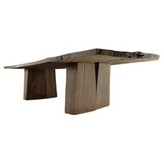 Table de salle à manger massive sculptée V9 en bois de chêne massif, en stock