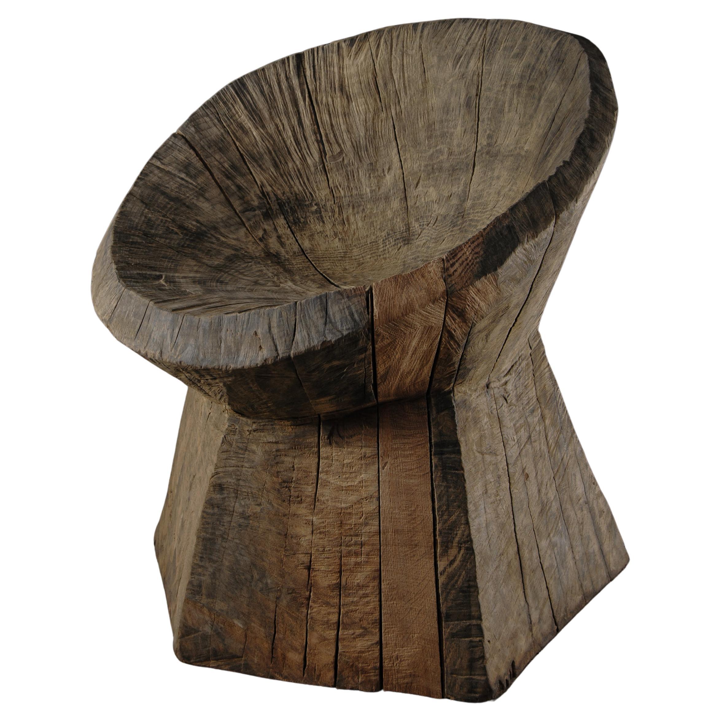 Sculpted Massive Lounge Chair N3 in Solid Oak, Grey
