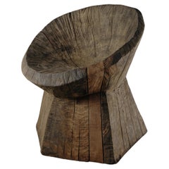 Sculpted Massive Lounge Chair N3 in Solid Oak, Grey