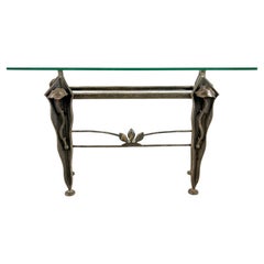 Sculpted Metal Console Table, 1970s Sculpted Metal Console Table, 1970s