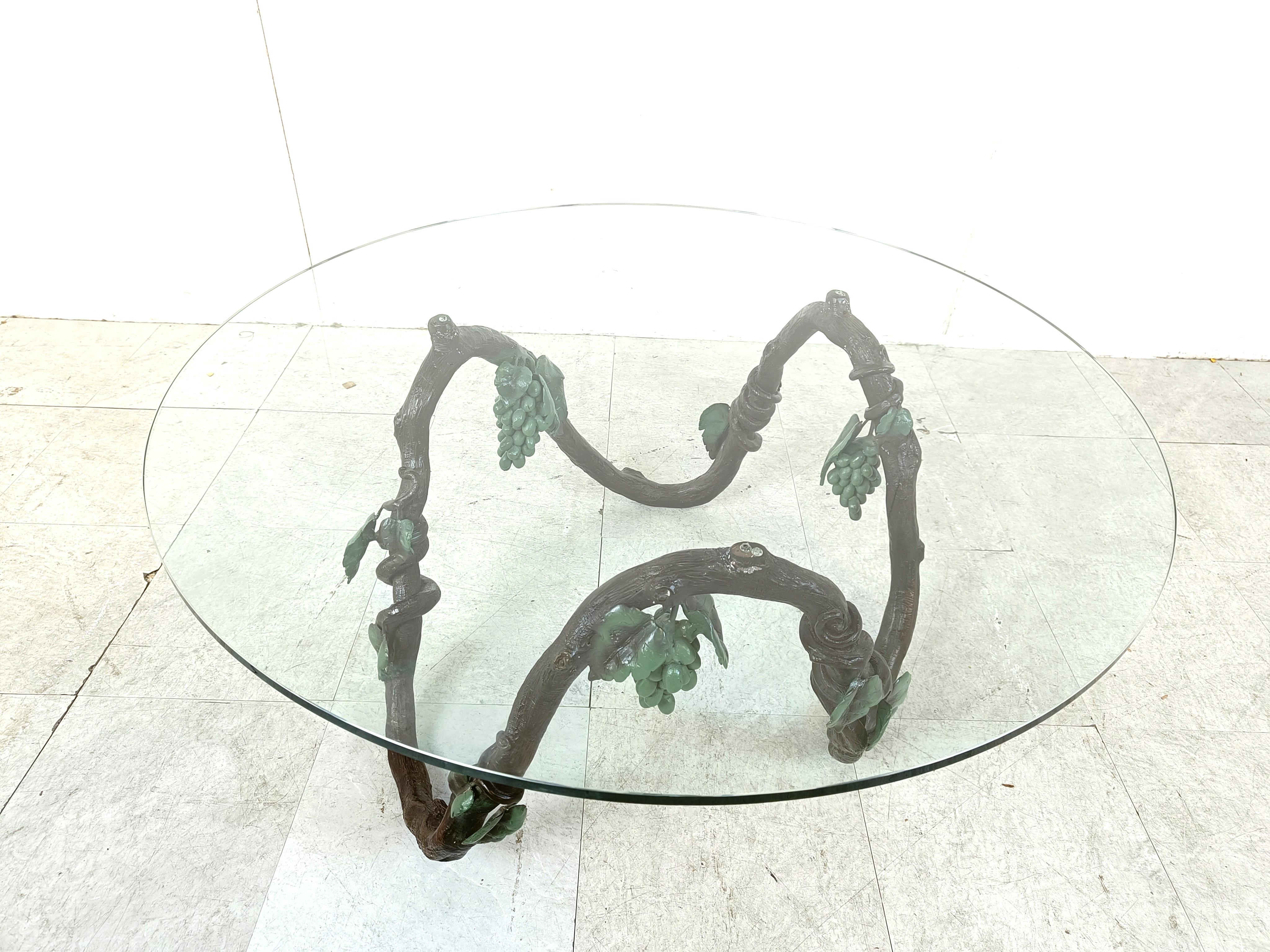 Mid-20th Century Sculpted metal vinewood coffee table, 1960s For Sale