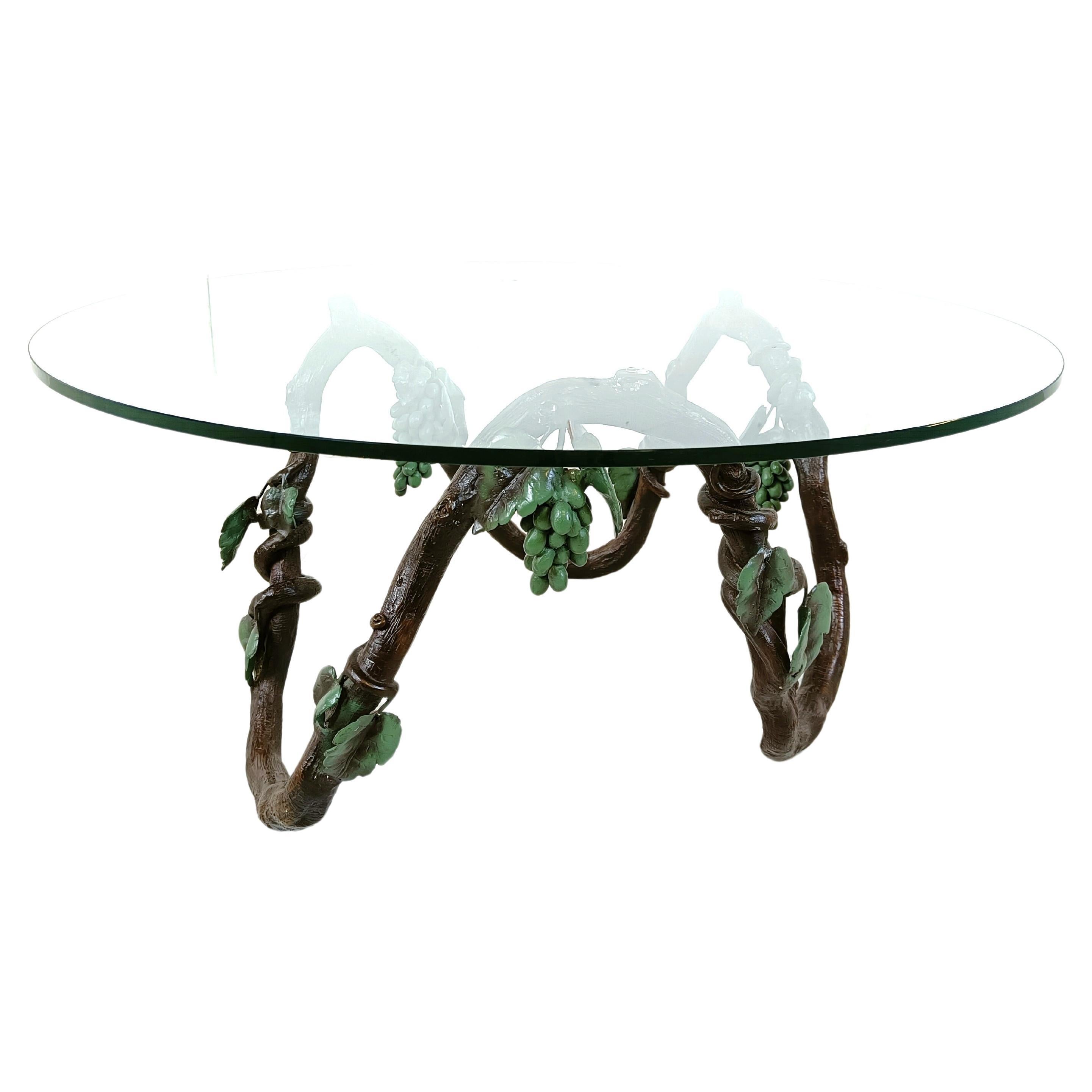 Sculpted metal vinewood coffee table, 1960s For Sale