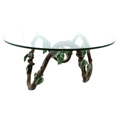 Vintage Sculpted metal vinewood coffee table, 1960s