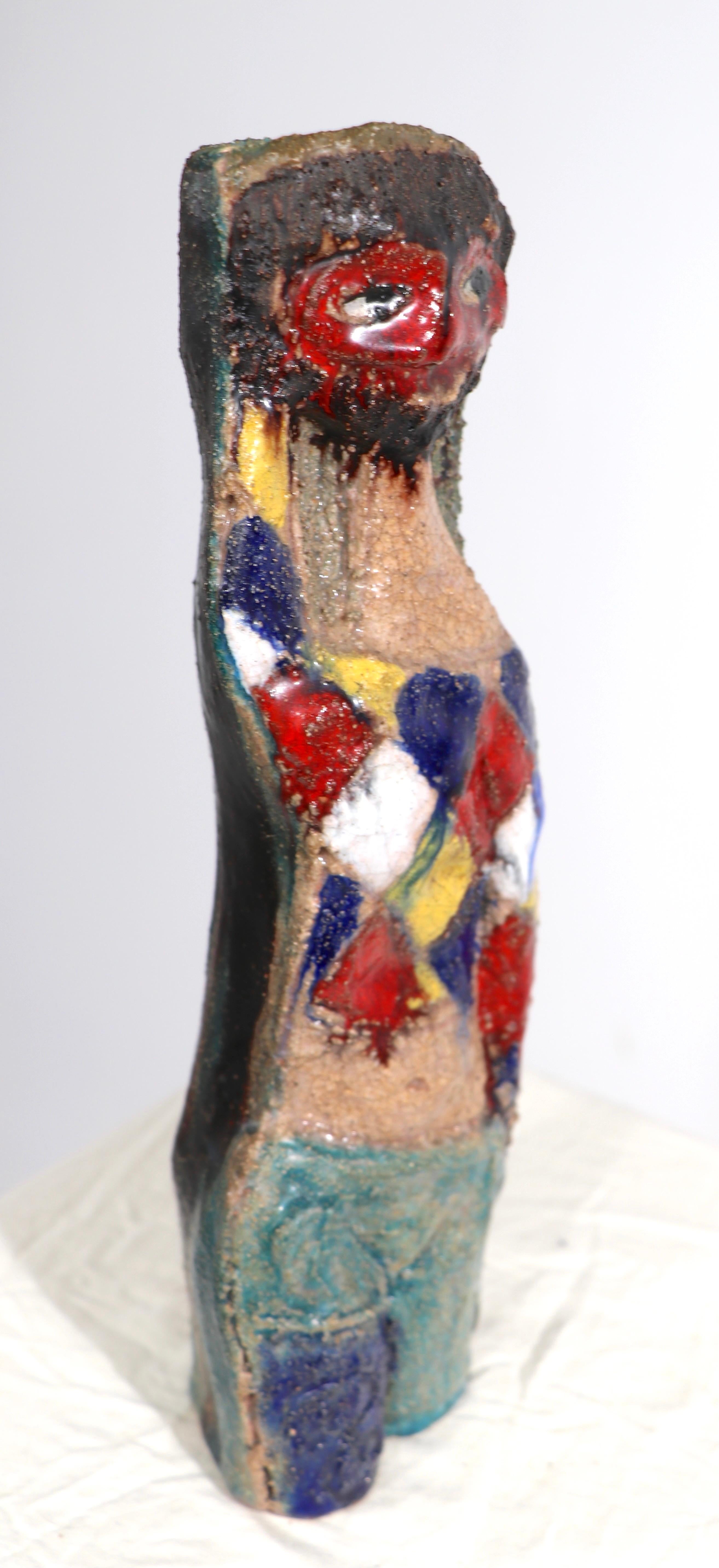 Sculpted Mid Century Italian Ceramic Vase by Marcello Fantoni For Sale 6