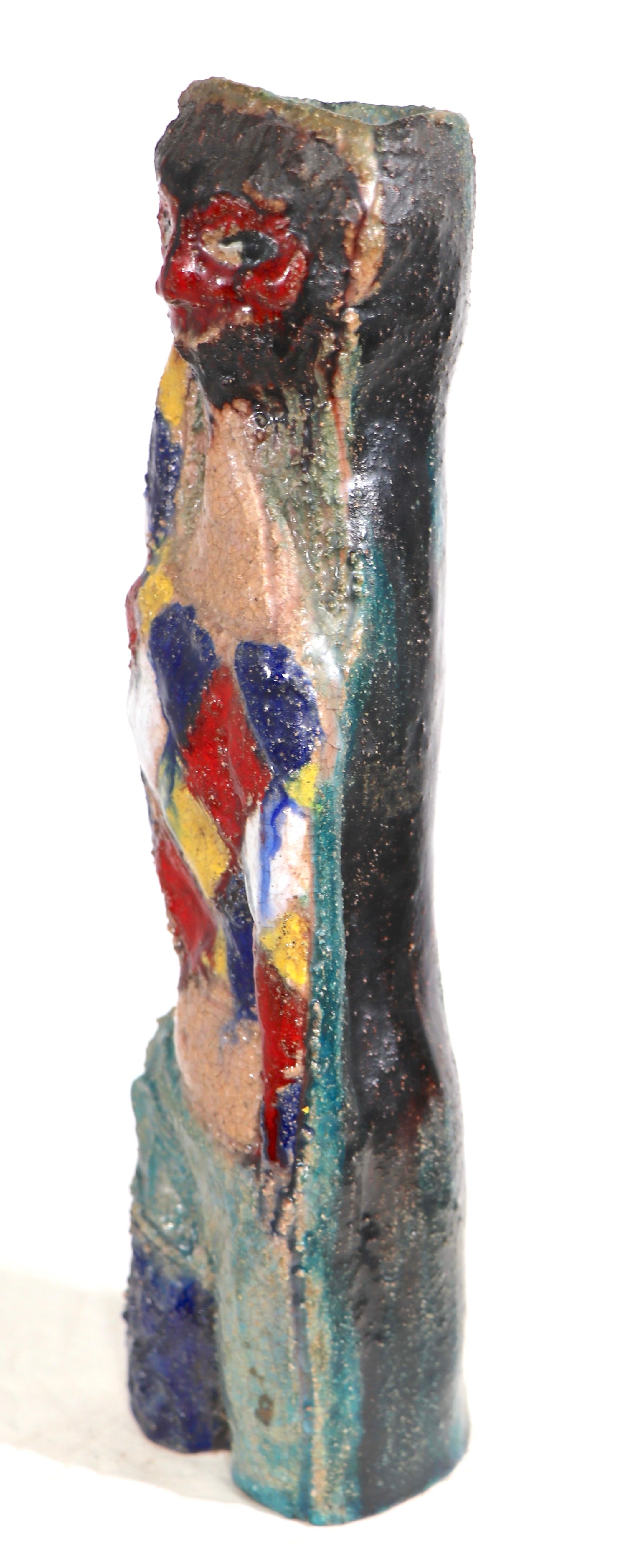 Mid-Century Modern Sculpted Mid Century Italian Ceramic Vase by Marcello Fantoni For Sale