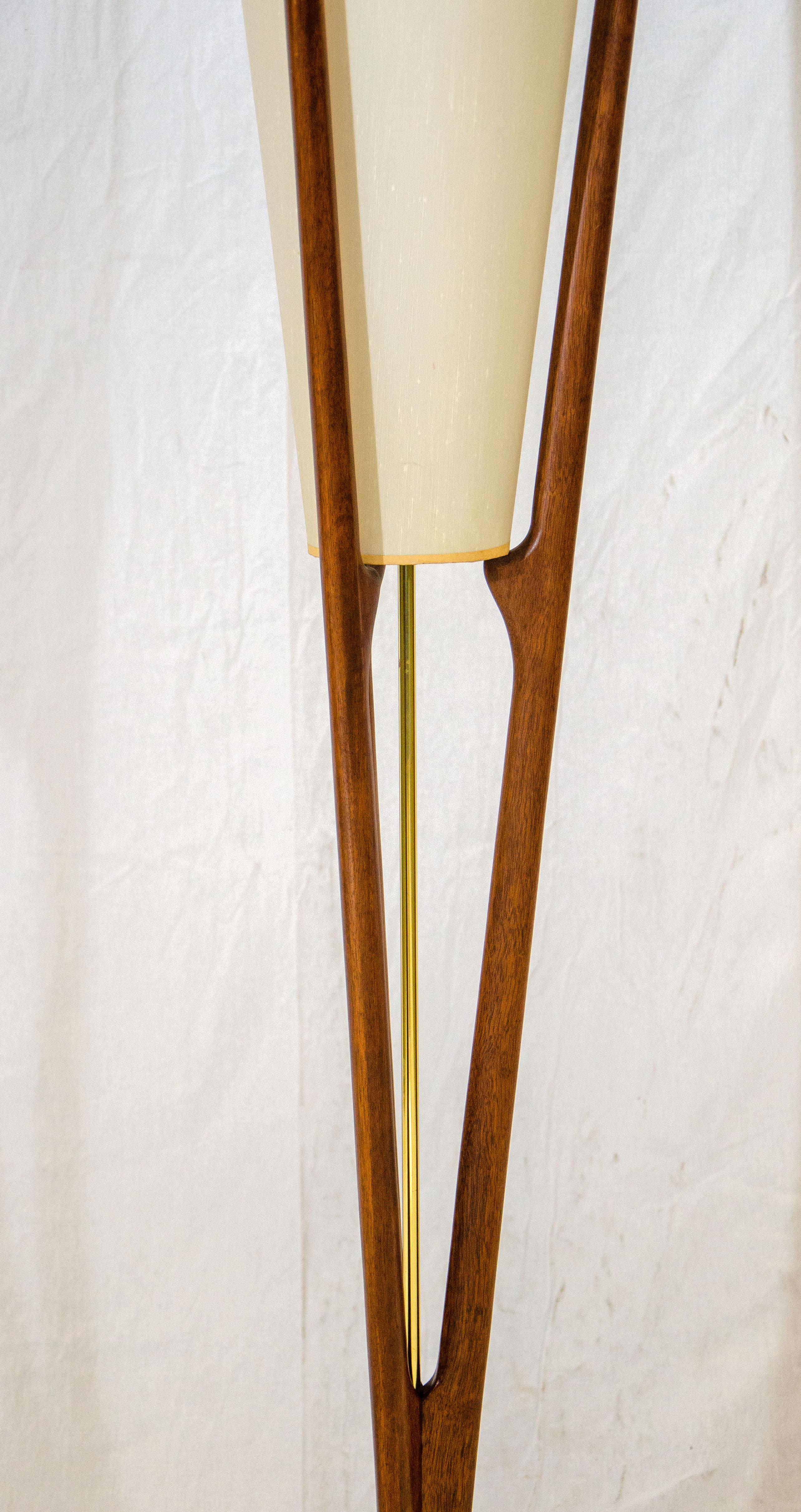 Brass Sculpted Mid Century Modeline Floor Lamp