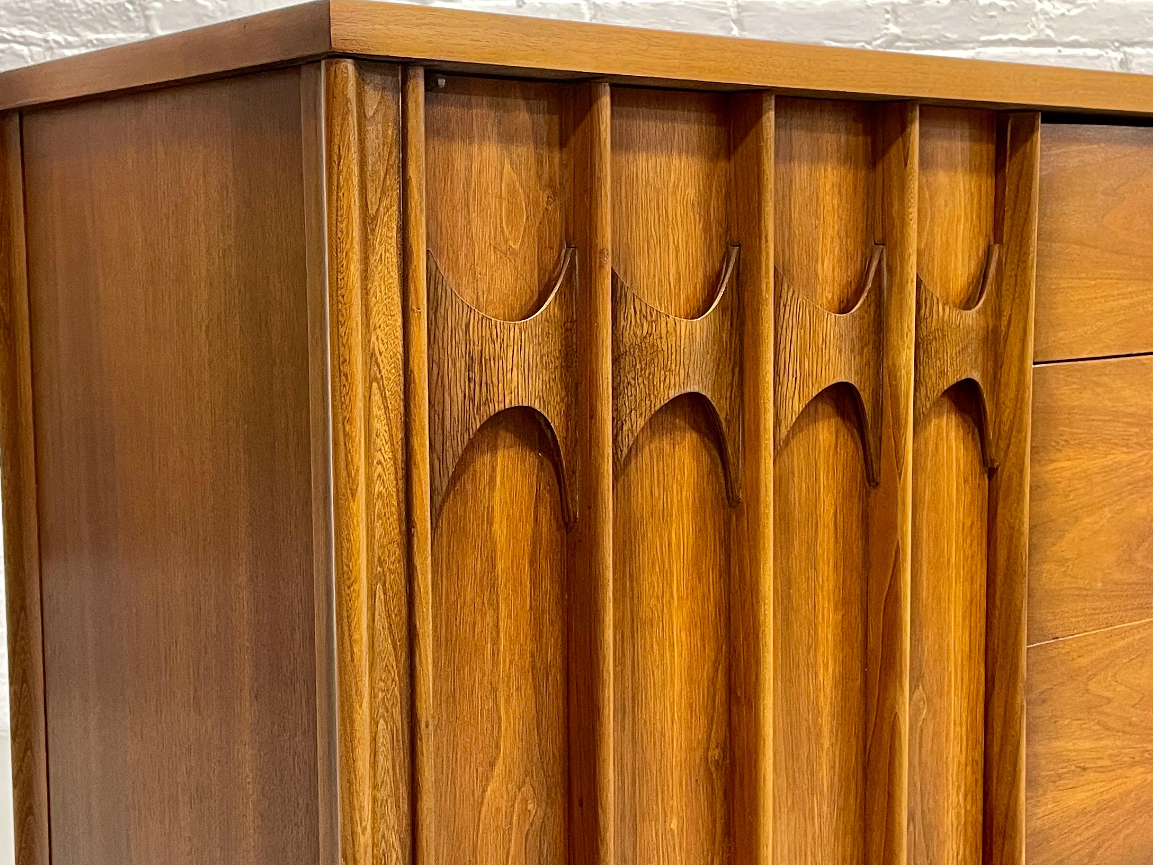 SCULPTED Mid Century MODERN CREDENZA / Long Dresser by Kent Coffey Perspecta, c. 3