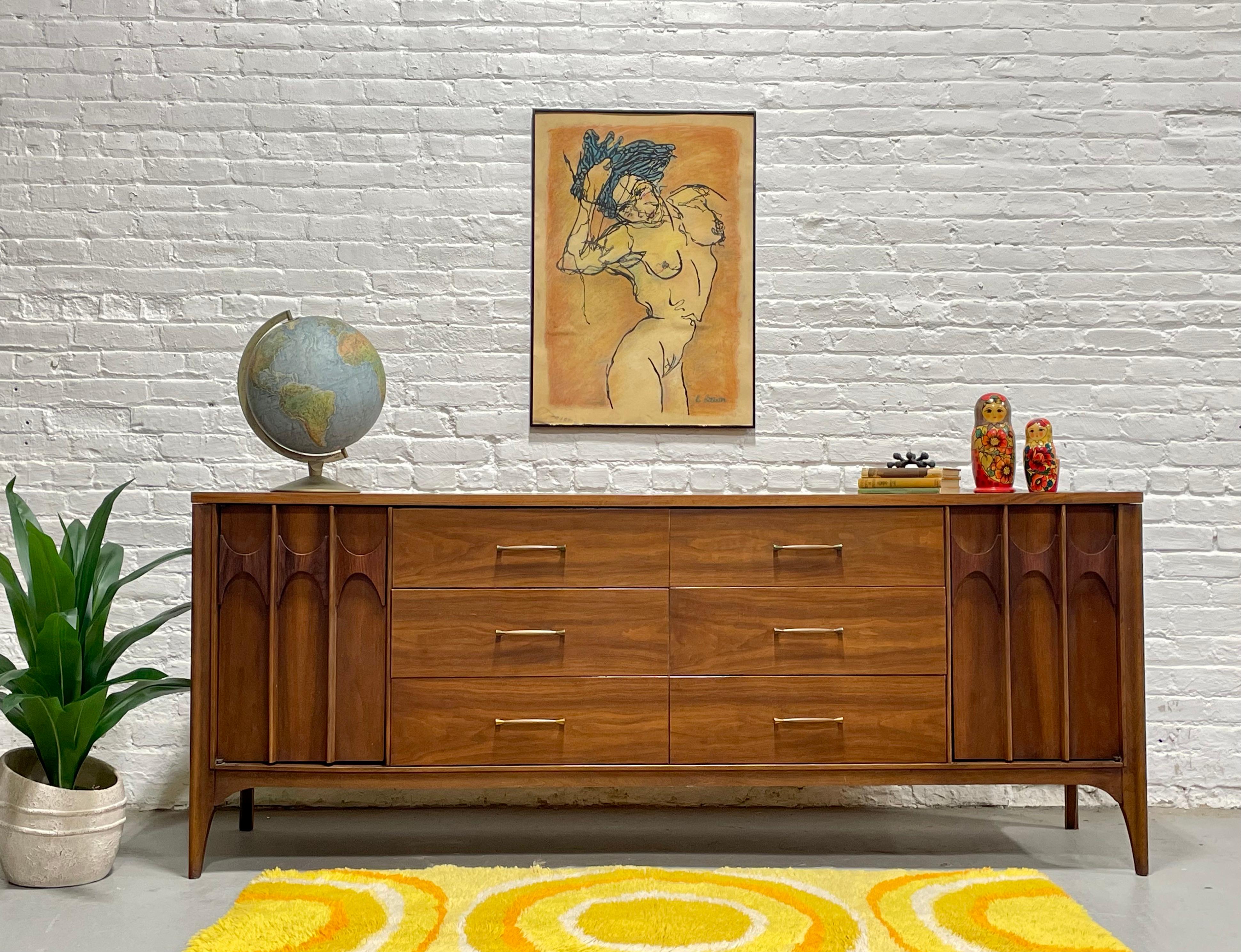 Mid-Century Modern SCULPTED Mid Century MODERN CREDENZA / Long Dresser by Kent Coffey Perspecta