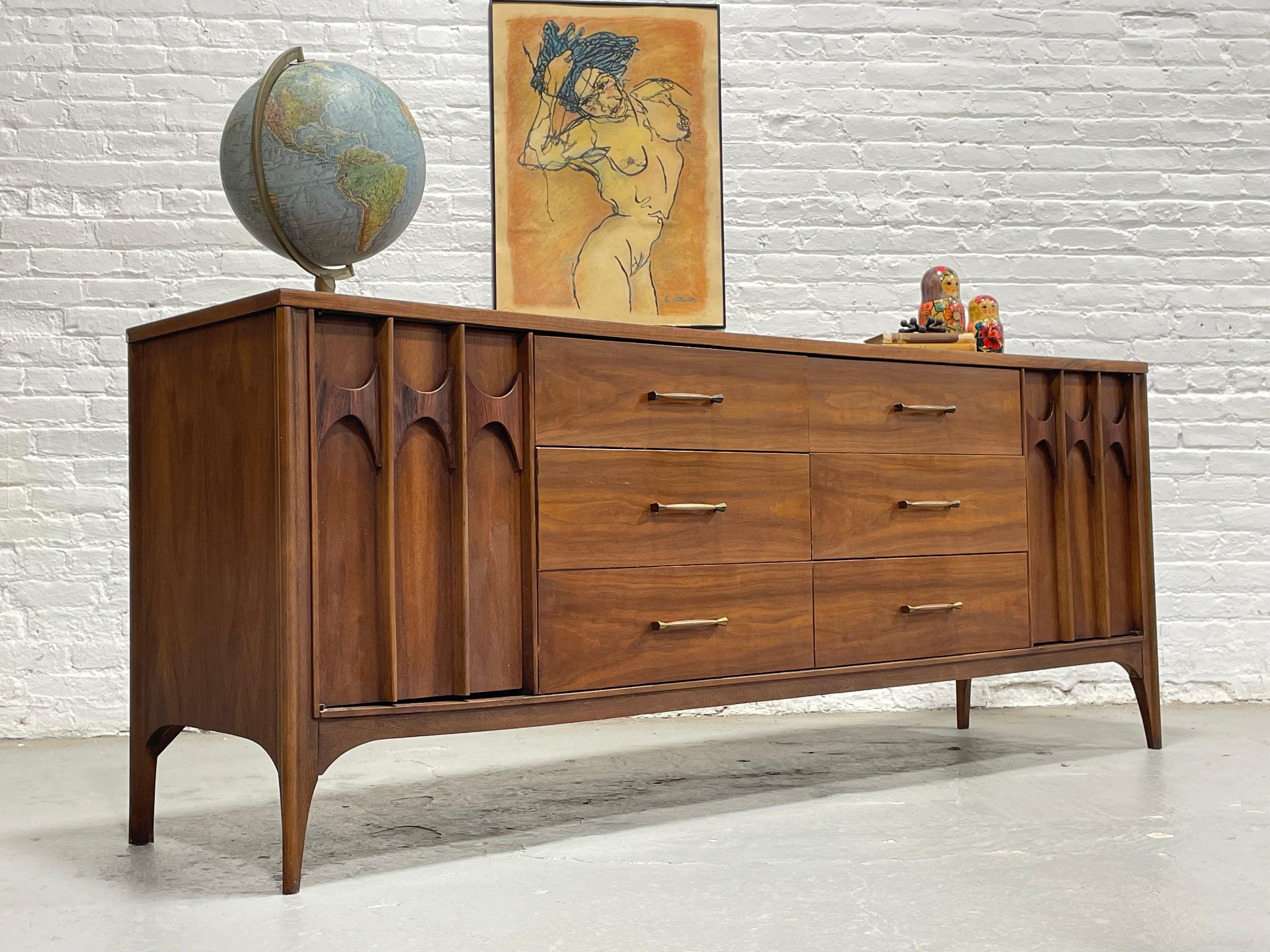 Mid-20th Century SCULPTED Mid Century MODERN CREDENZA / Long Dresser by Kent Coffey Perspecta