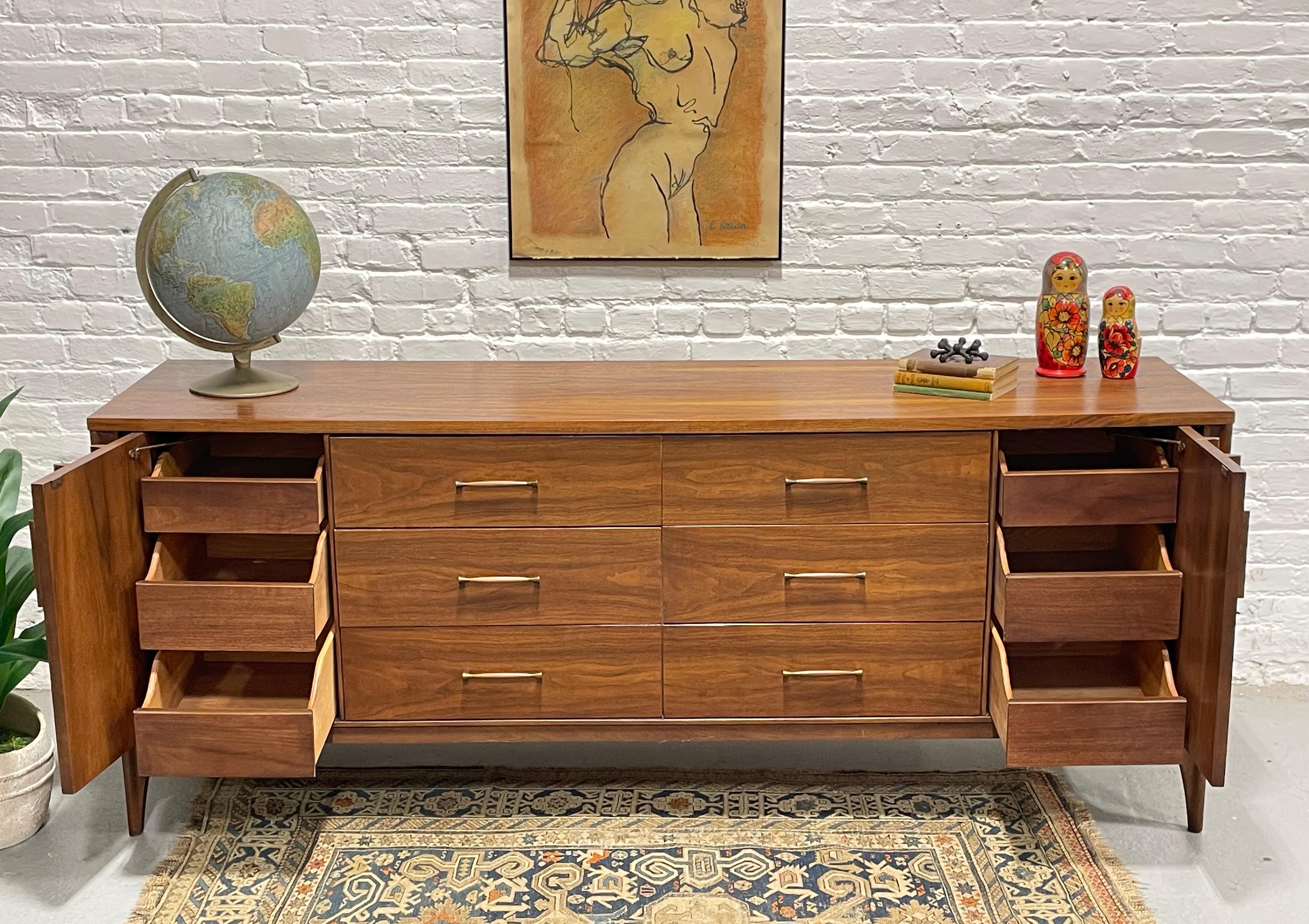 Walnut SCULPTED Mid Century MODERN CREDENZA / Long Dresser by Kent Coffey Perspecta